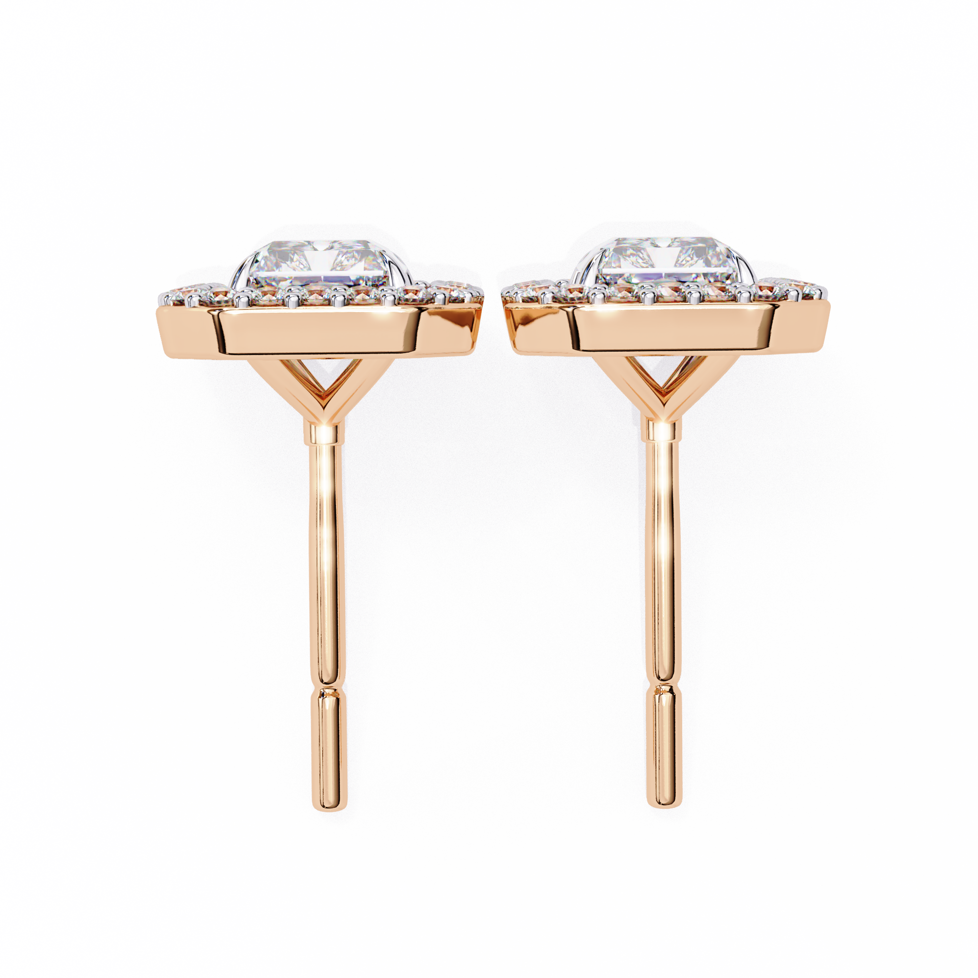 Panthère Princess-Cut Diamond Stud Earrings — 10k–18k Gold