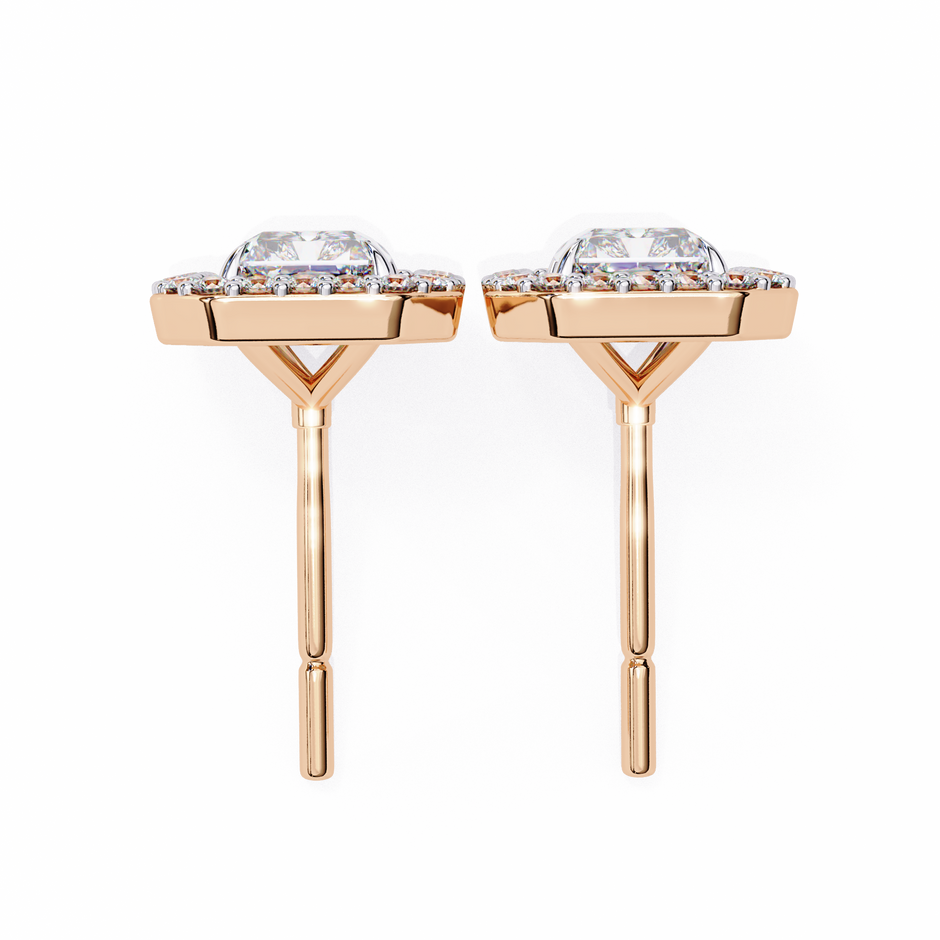 Panthère Princess-Cut Diamond Stud Earrings — 10k–18k Gold