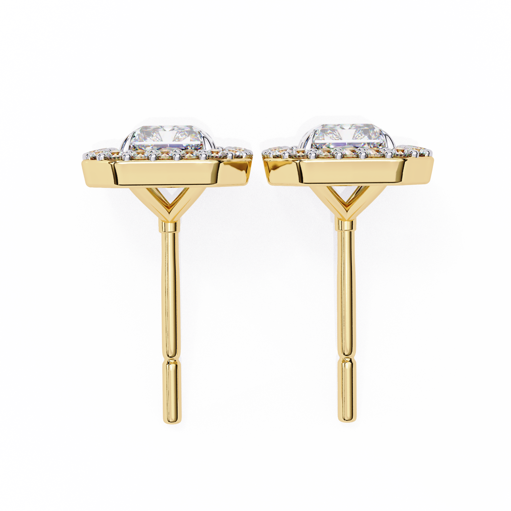 Panthère Princess-Cut Diamond Stud Earrings — 10k–18k Gold
