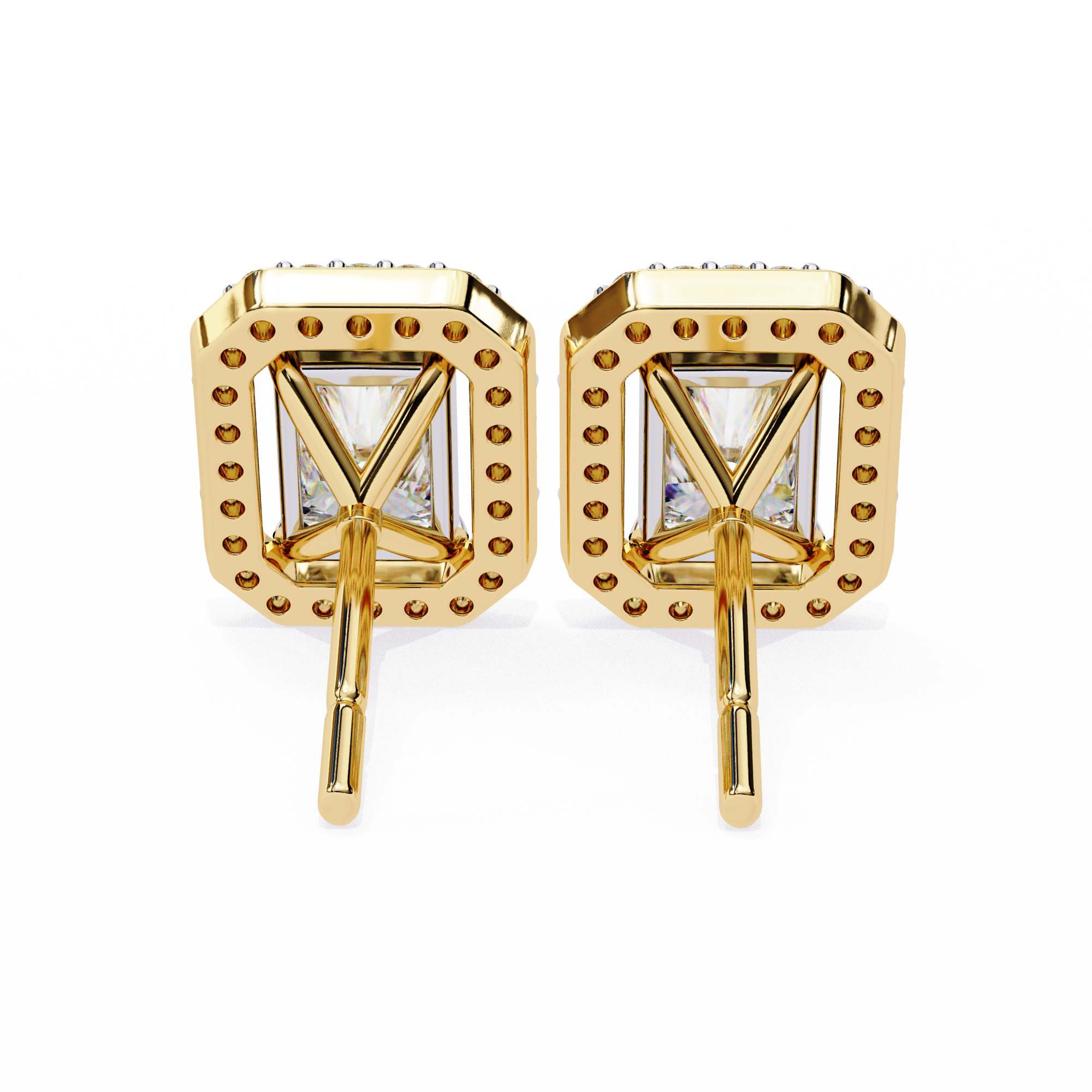 Panthère Princess-Cut Diamond Stud Earrings — 10k–18k Gold