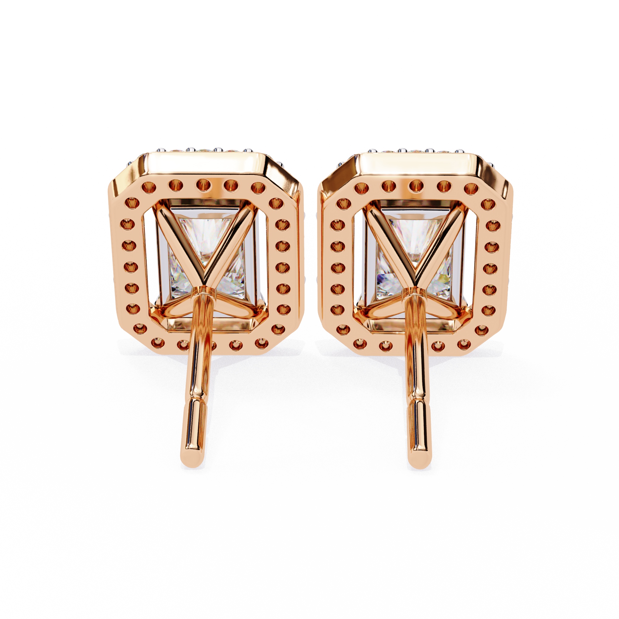 Panthère Princess-Cut Diamond Stud Earrings — 10k–18k Gold