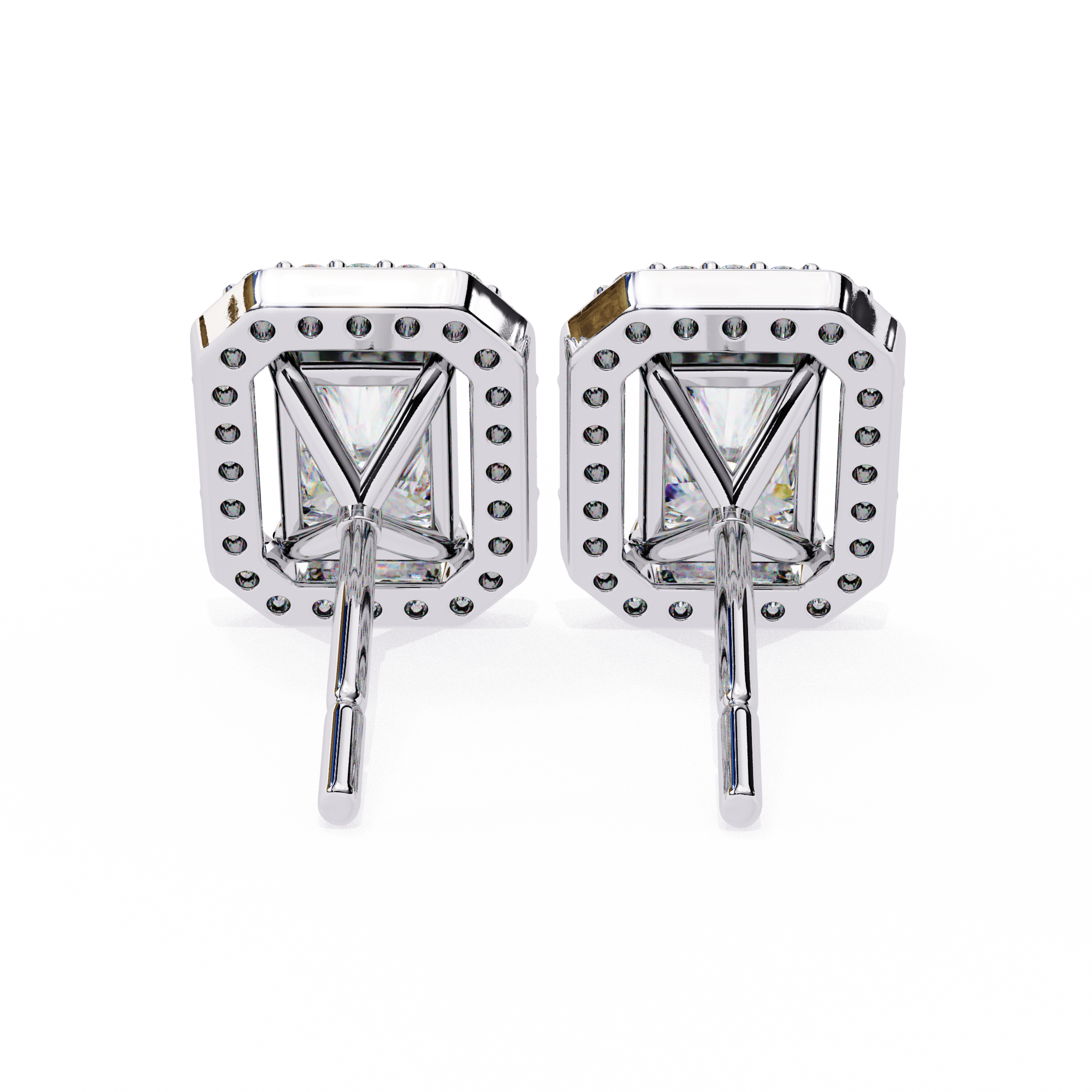 Panthère Princess-Cut Diamond Stud Earrings — 10k–18k Gold