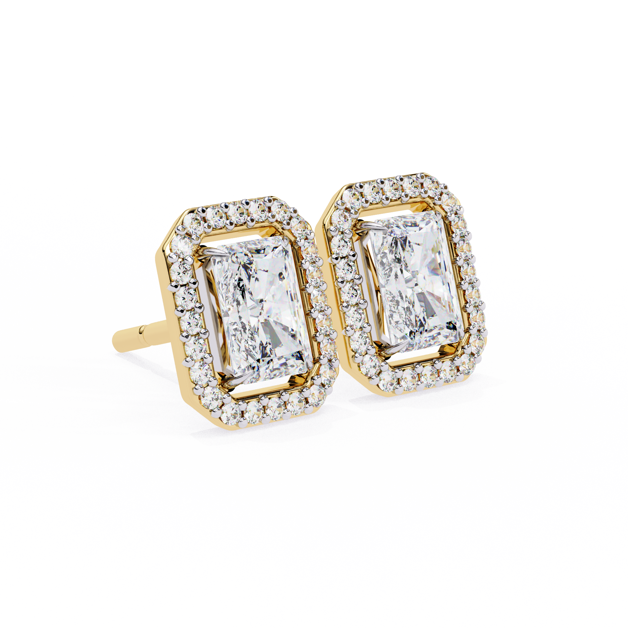 Panthère Princess-Cut Diamond Stud Earrings — 10k–18k Gold