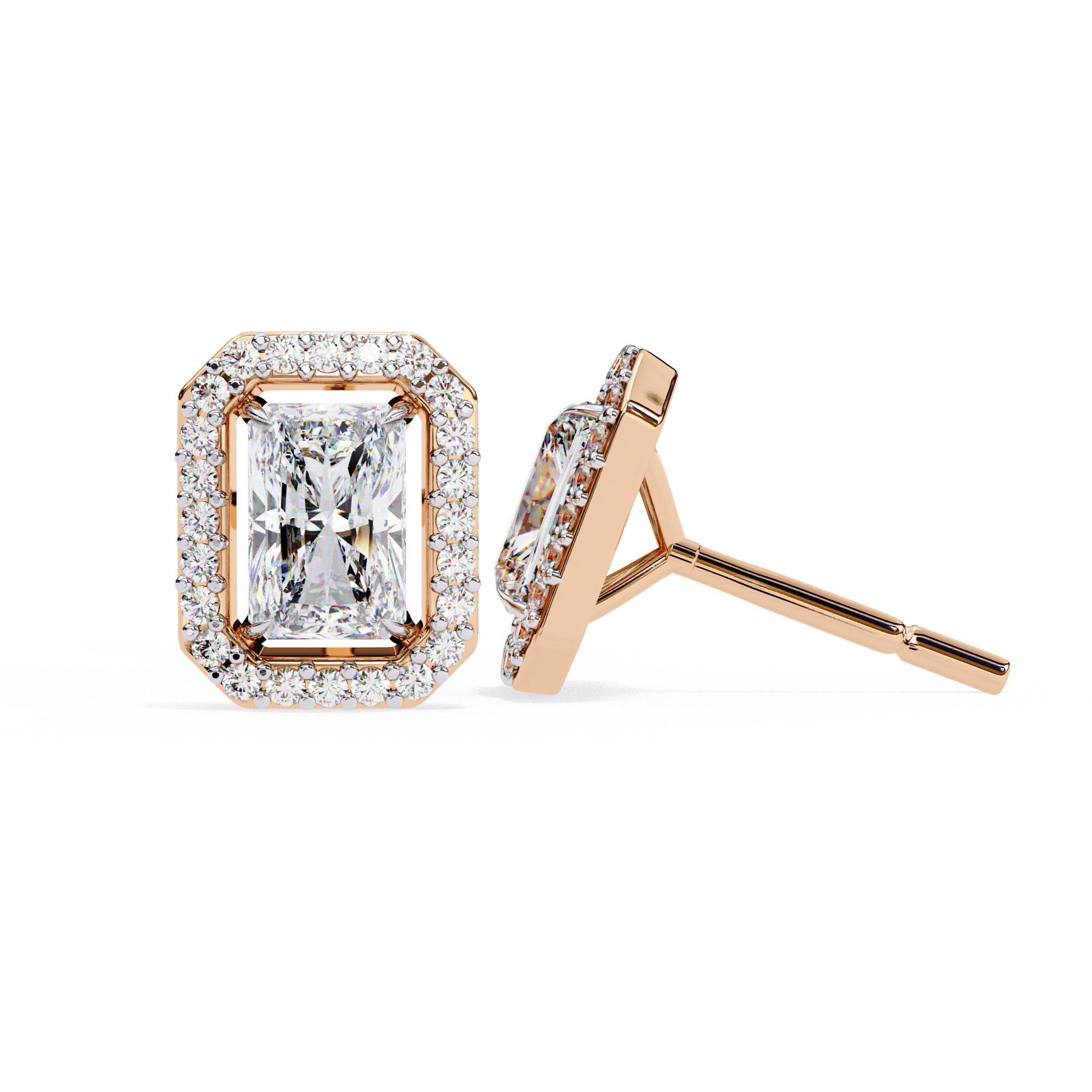 Panthère Princess-Cut Diamond Stud Earrings — 10k–18k Gold