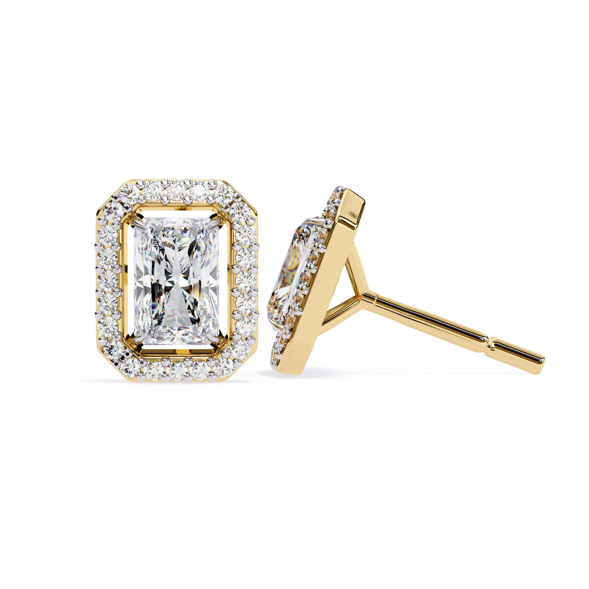 Panthère Princess-Cut Diamond Stud Earrings — 10k–18k Gold