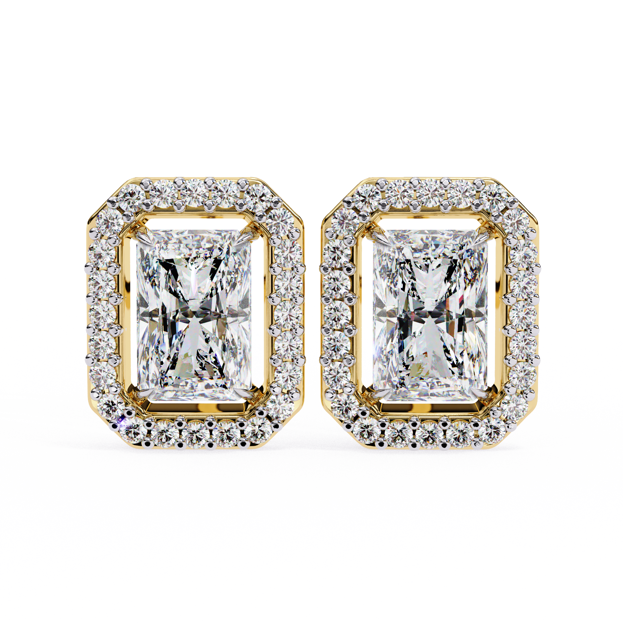 Panthère Princess-Cut Diamond Stud Earrings — 10k–18k Gold