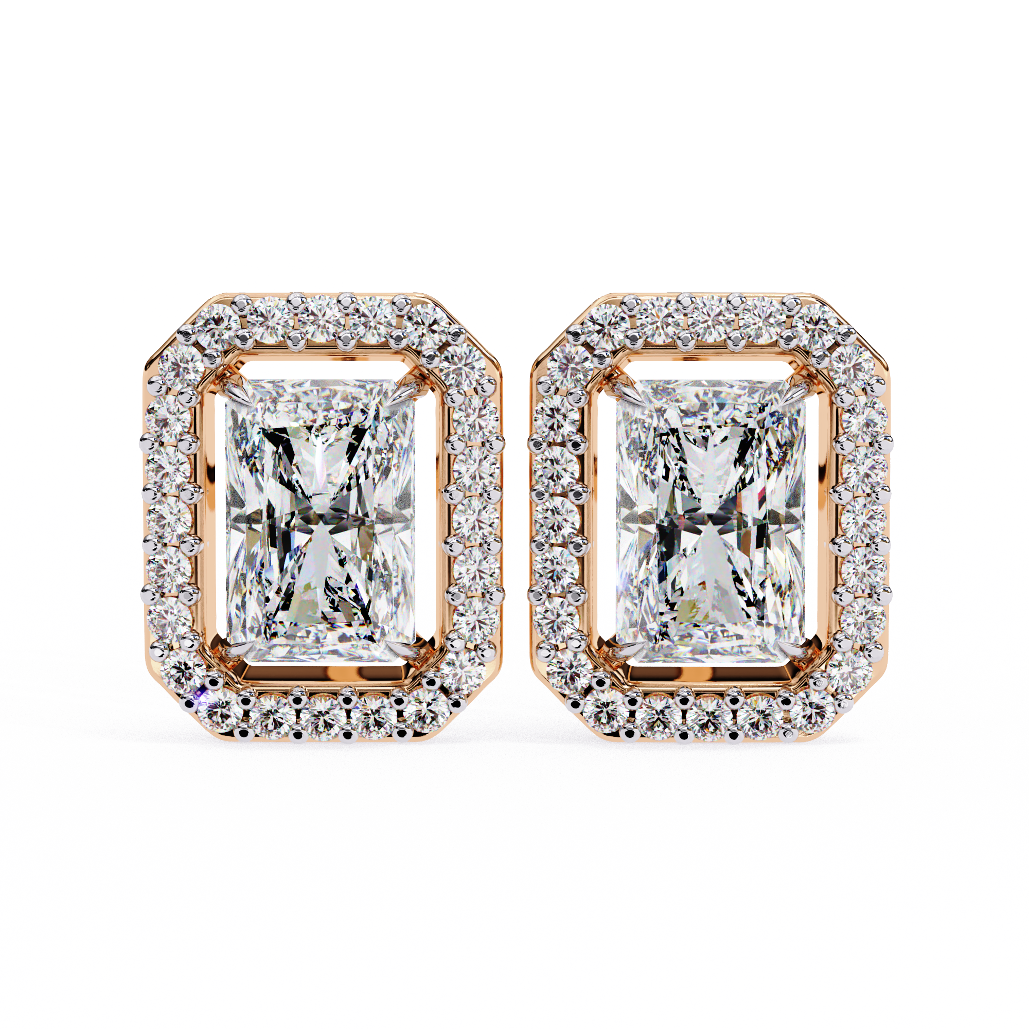 Panthère Princess-Cut Diamond Stud Earrings — 10k–18k Gold
