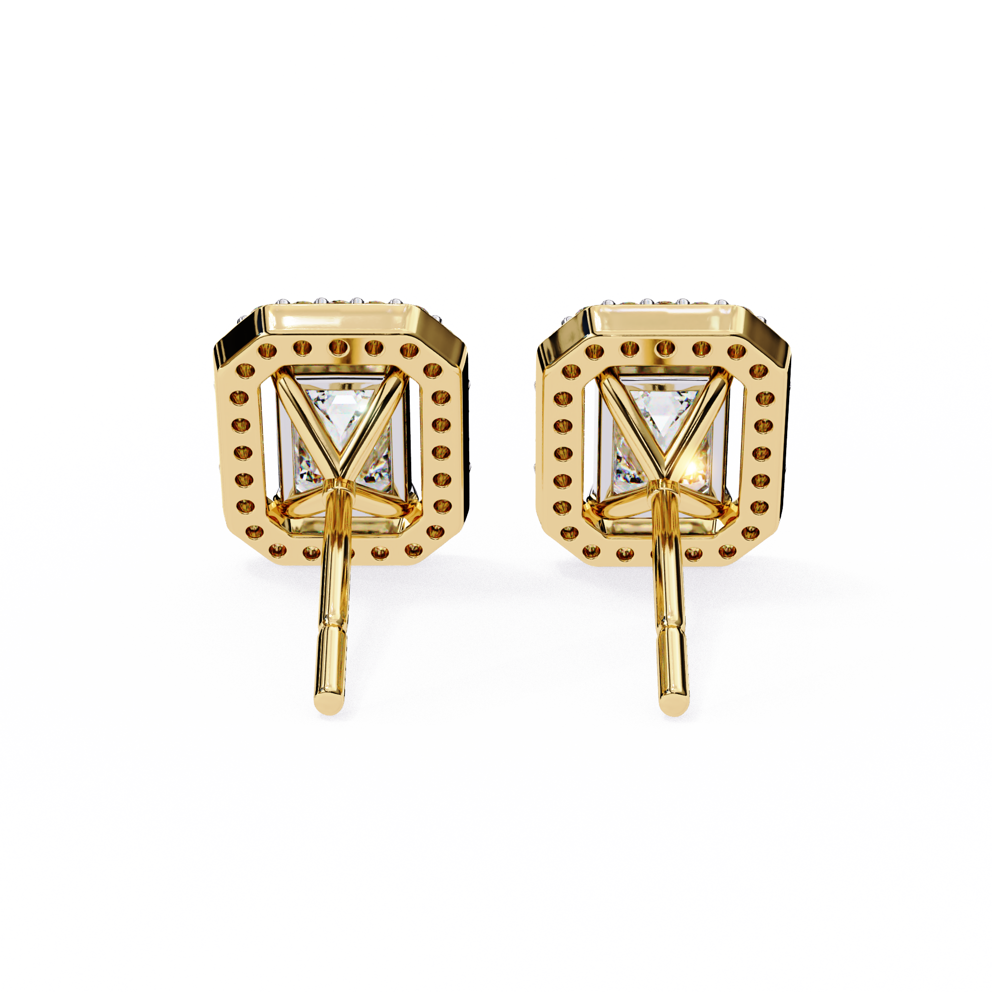 Serenity Pavé Square Diamond Stud Earrings — 10k–18k Gold