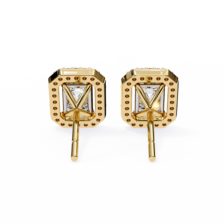 Serenity Pavé Square Diamond Stud Earrings — 10k–18k Gold