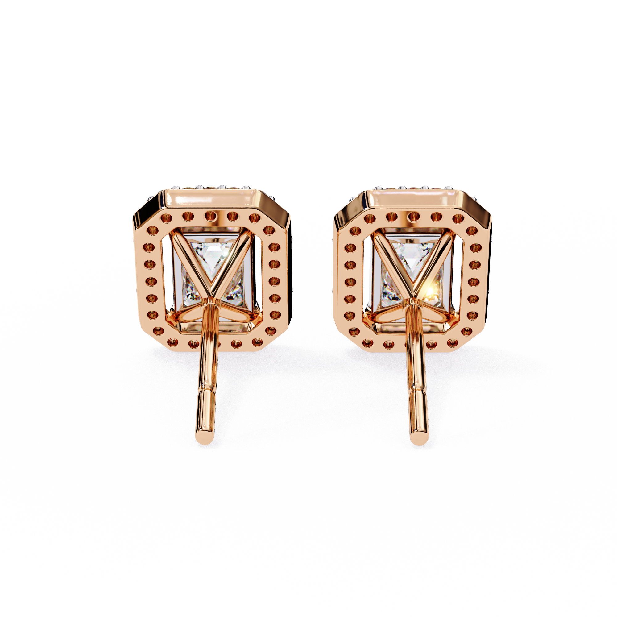 Serenity Pavé Square Diamond Stud Earrings — 10k–18k Gold