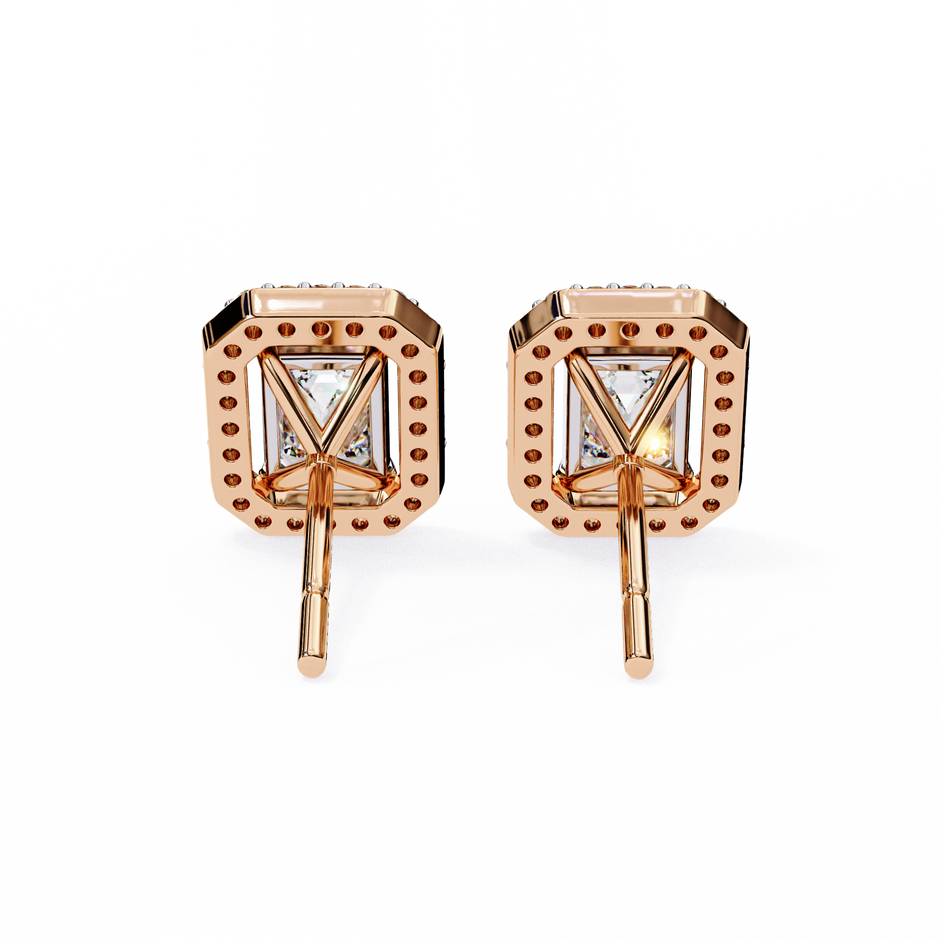 Serenity Pavé Square Diamond Stud Earrings — 10k–18k Gold