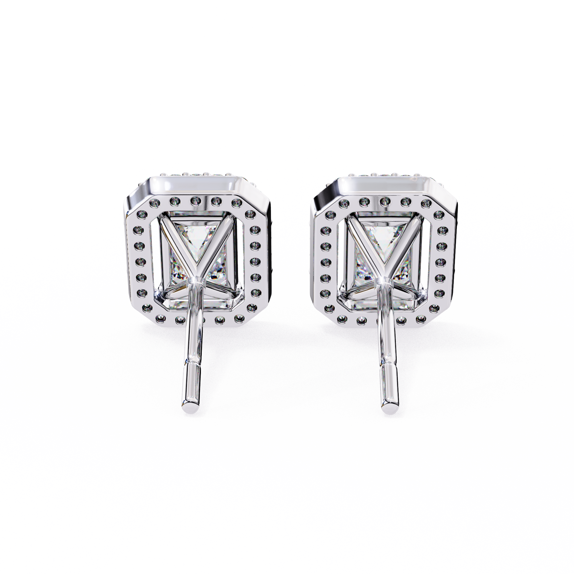 Serenity Pavé Square Diamond Stud Earrings — 10k–18k Gold
