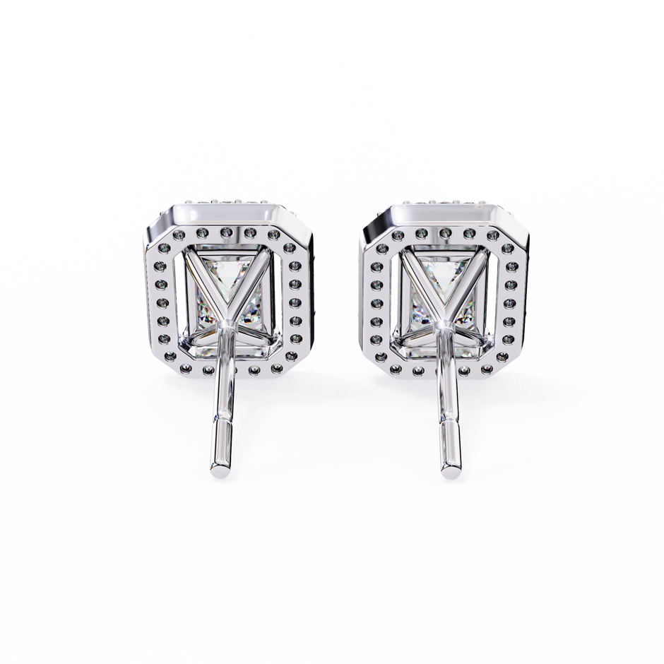 Serenity Pavé Square Diamond Stud Earrings — 10k–18k Gold