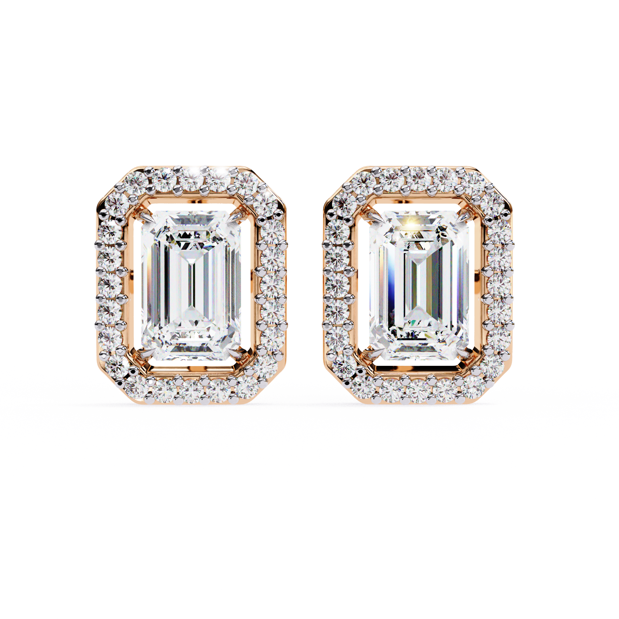 Serenity Pavé Square Diamond Stud Earrings — 10k–18k Gold