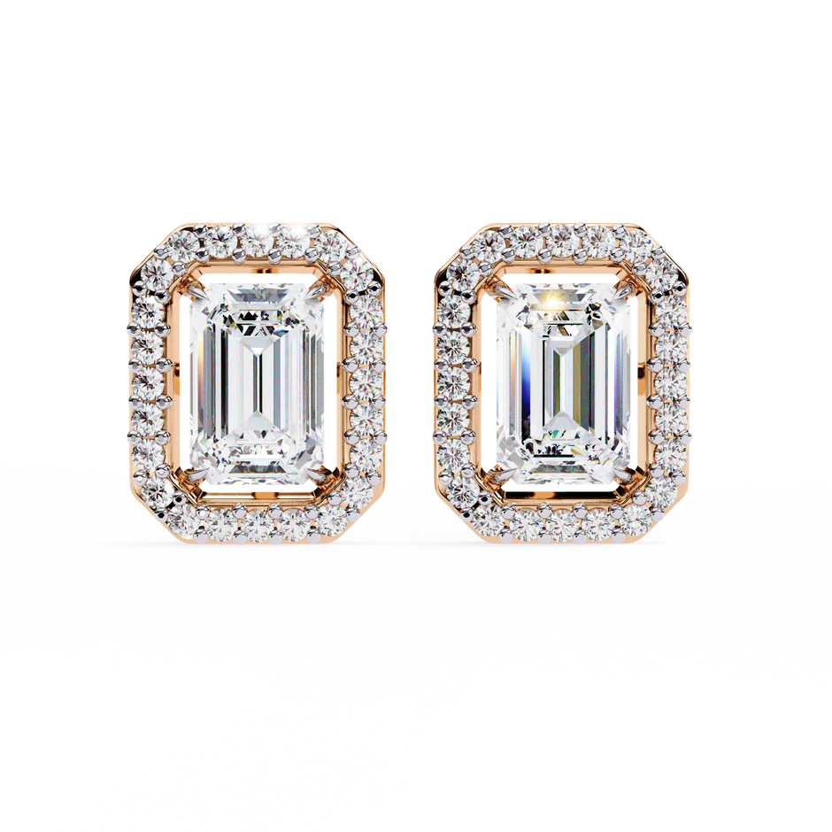 Serenity Pavé Square Diamond Stud Earrings — 10k–18k Gold