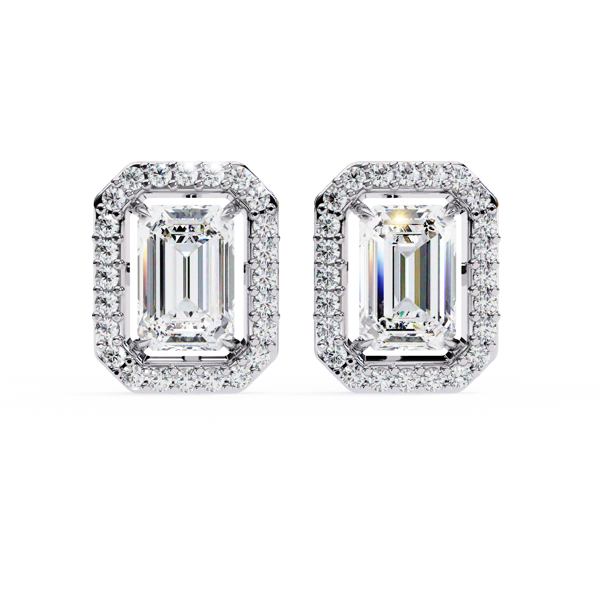 Serenity Pavé Square Diamond Stud Earrings — 10k–18k Gold