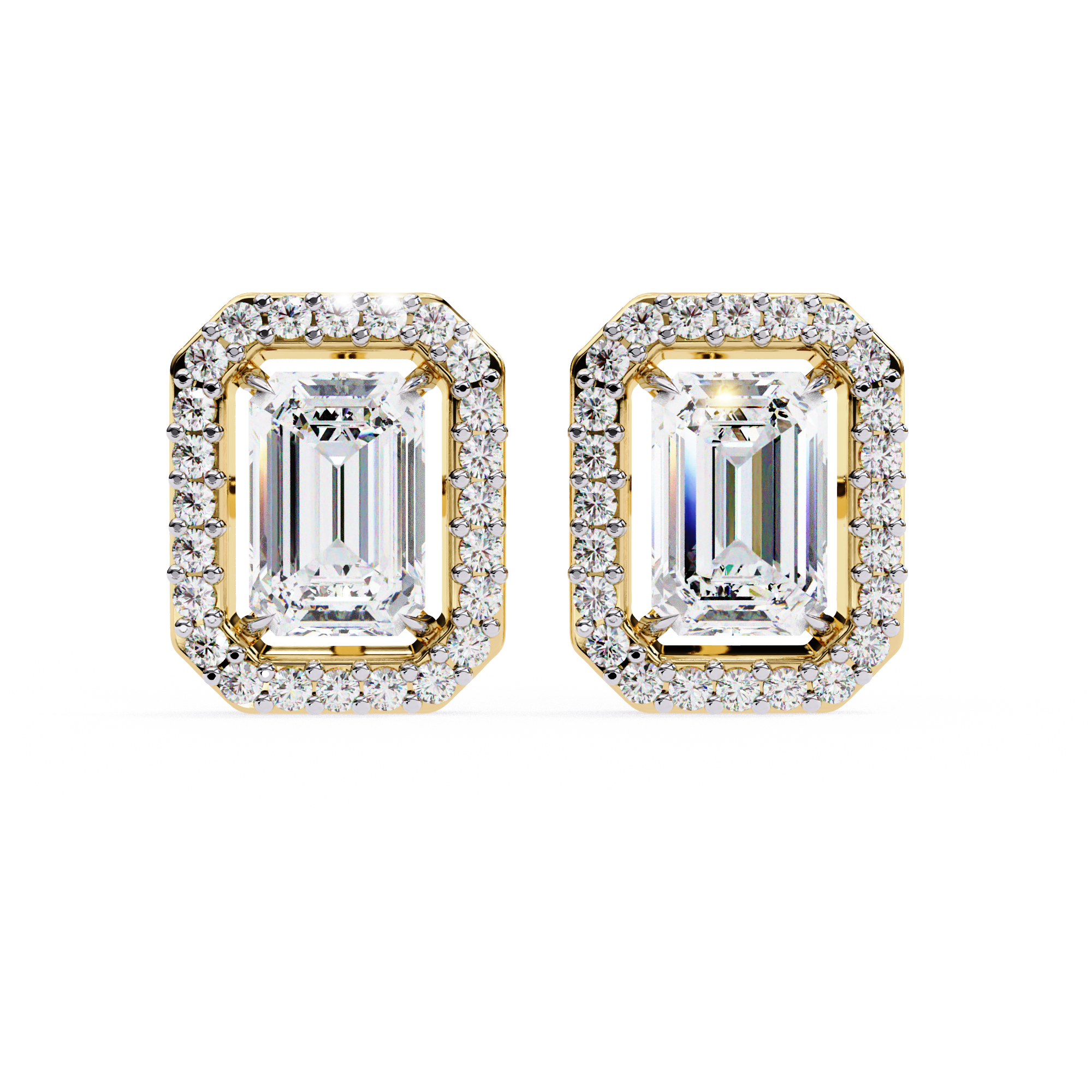 Serenity Pavé Square Diamond Stud Earrings — 10k–18k Gold