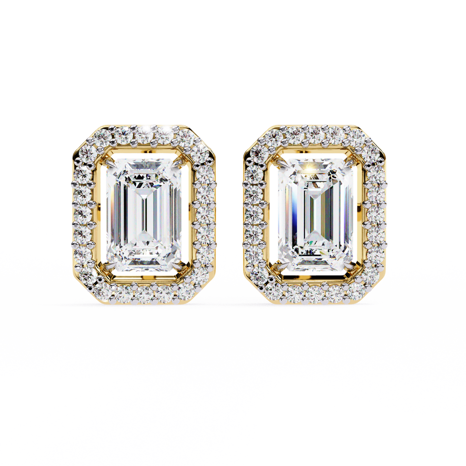 Serenity Pavé Square Diamond Stud Earrings — 10k–18k Gold