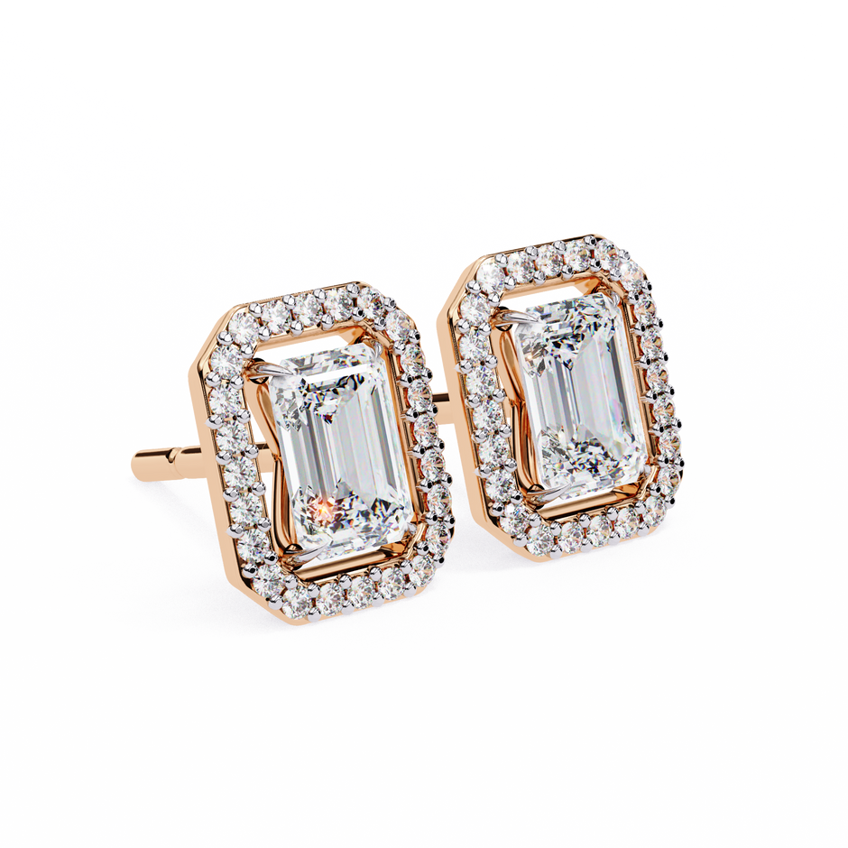 Serenity Pavé Square Diamond Stud Earrings — 10k–18k Gold