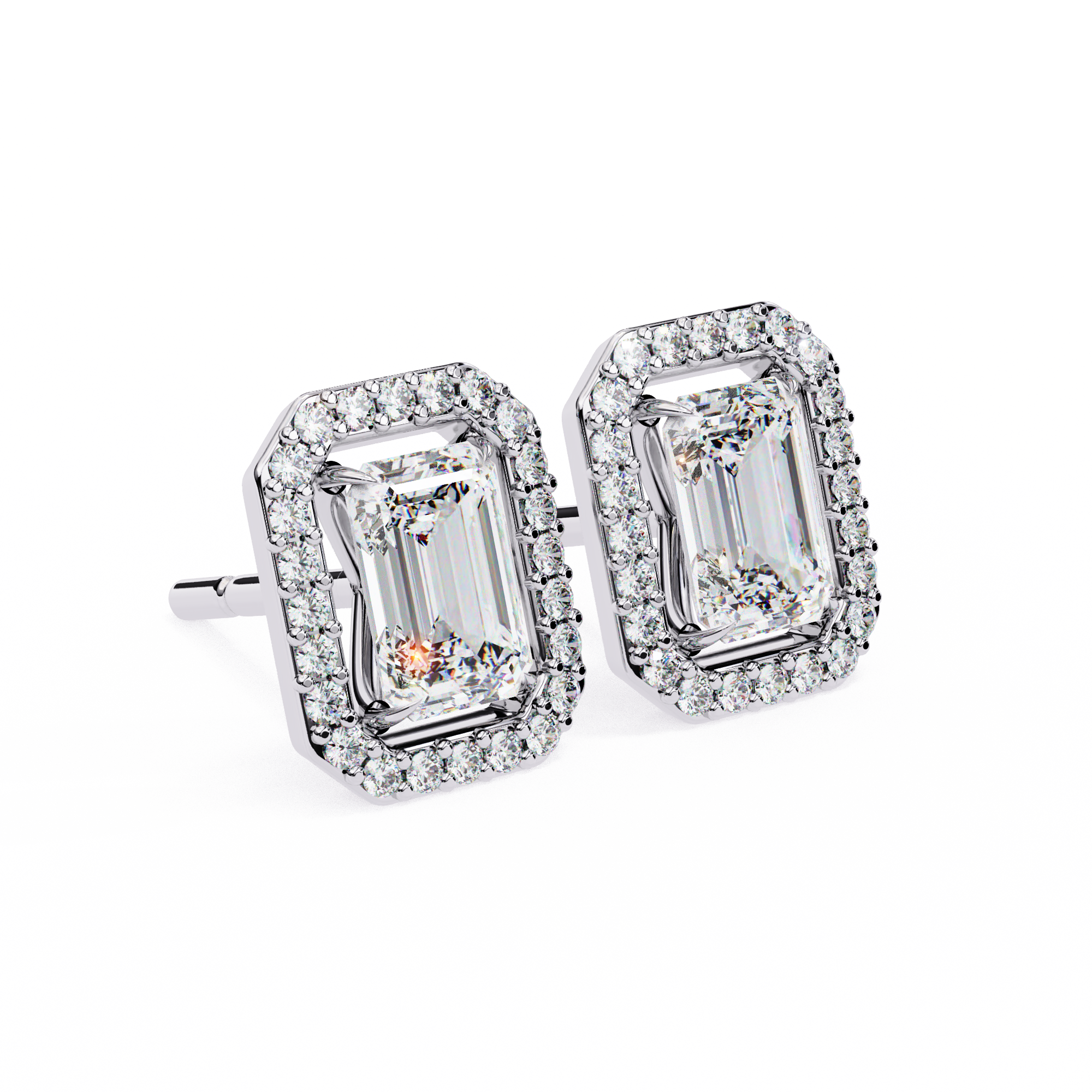 Serenity Pavé Square Diamond Stud Earrings — 10k–18k Gold