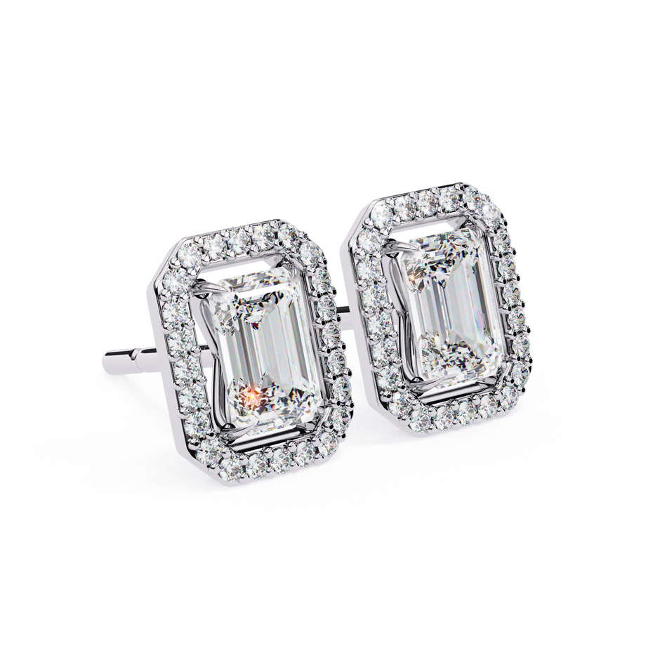 Serenity Pavé Square Diamond Stud Earrings — 10k–18k Gold