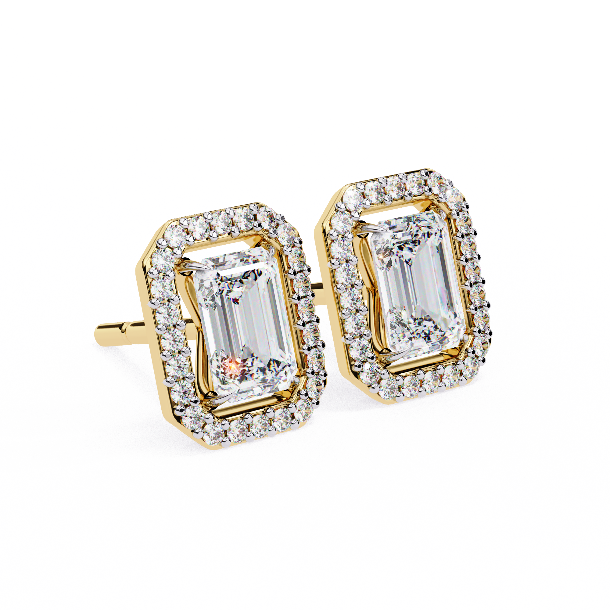Serenity Pavé Square Diamond Stud Earrings — 10k–18k Gold