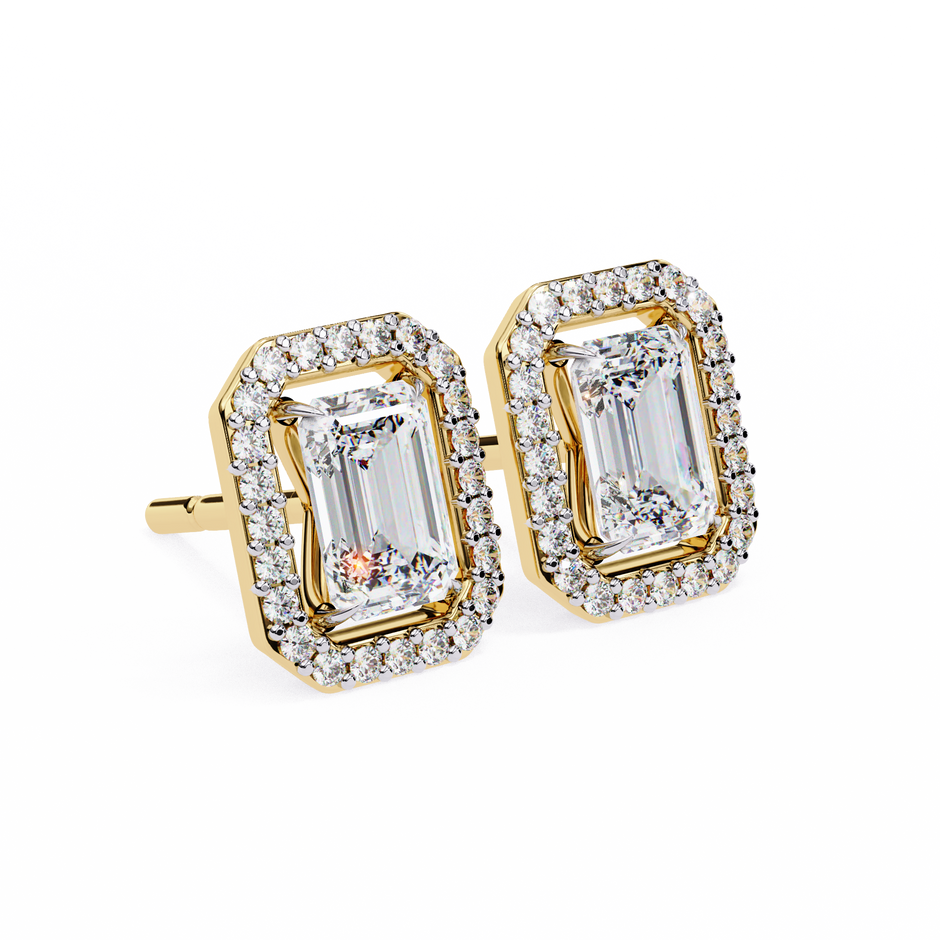 Serenity Pavé Square Diamond Stud Earrings — 10k–18k Gold