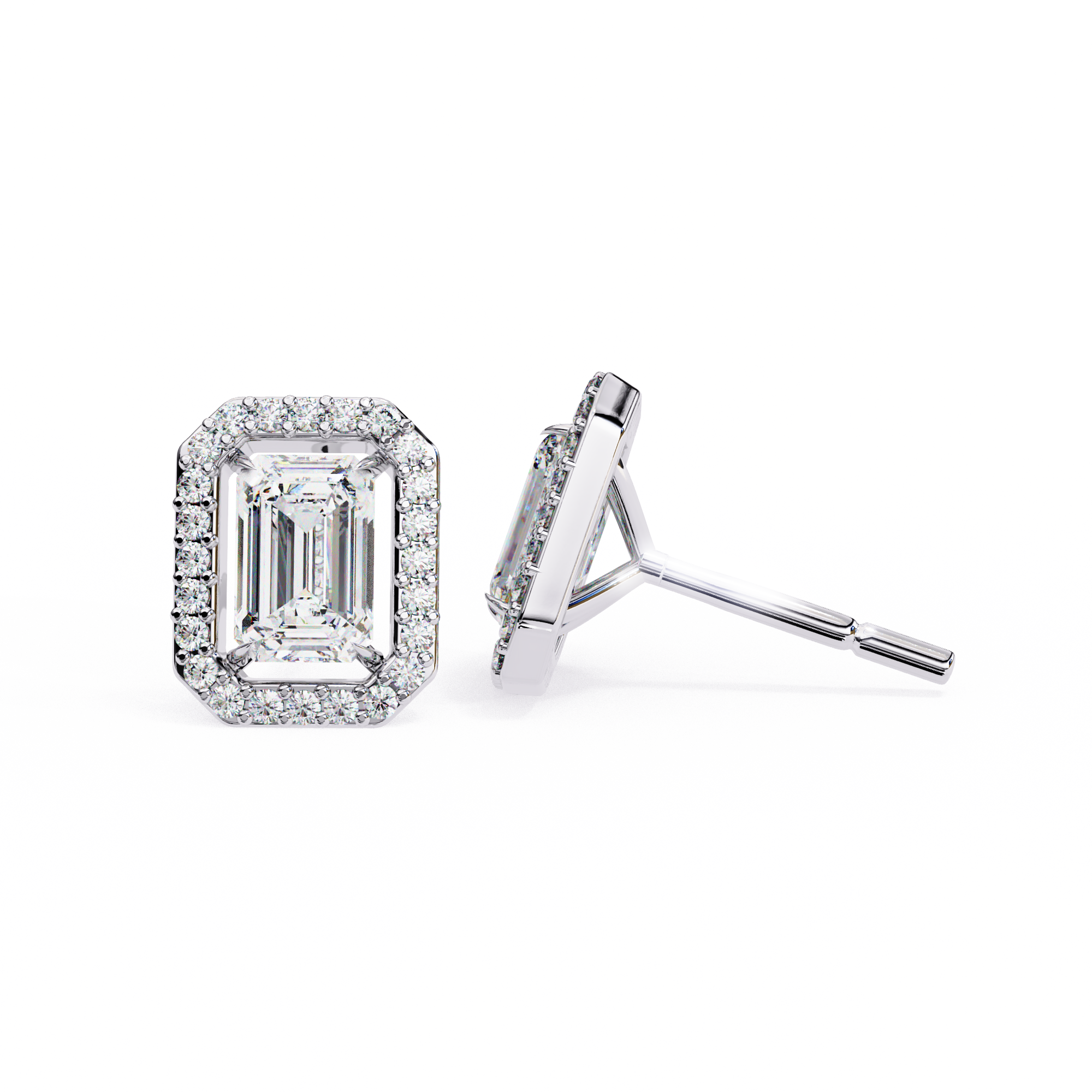 Serenity Pavé Square Diamond Stud Earrings — 10k–18k Gold
