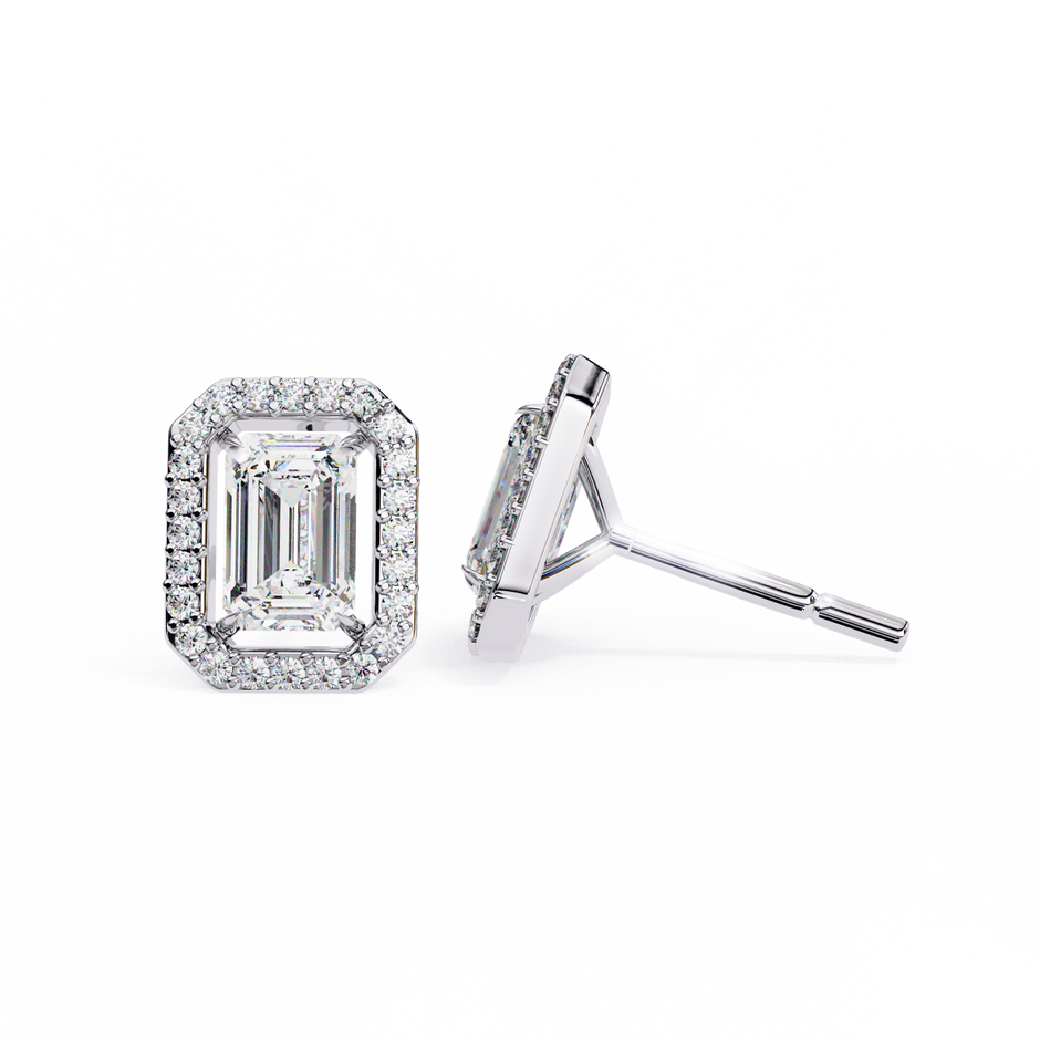 Serenity Pavé Square Diamond Stud Earrings — 10k–18k Gold