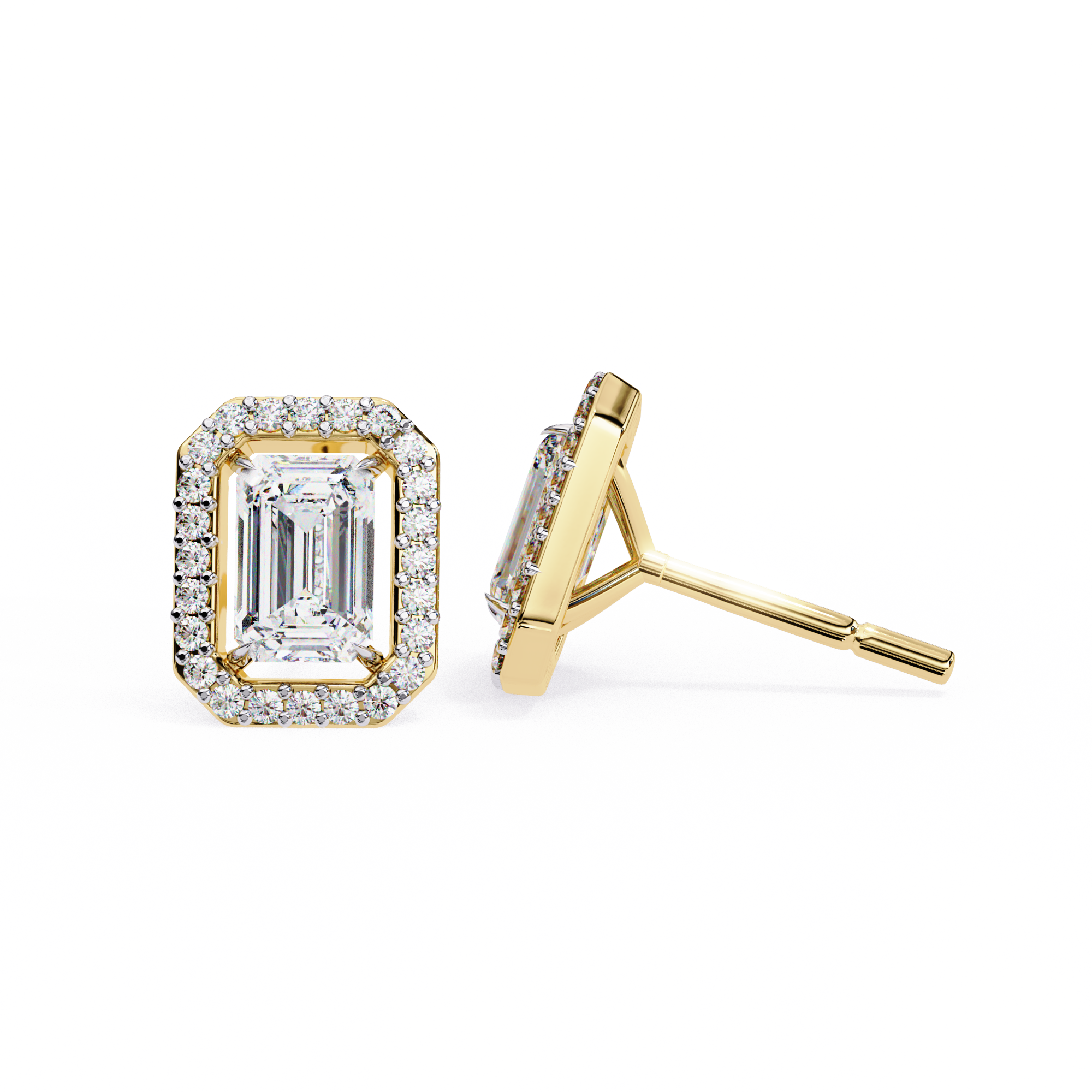 Serenity Pavé Square Diamond Stud Earrings — 10k–18k Gold