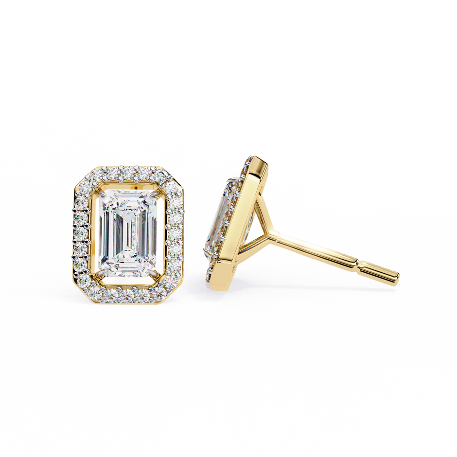 Serenity Pavé Square Diamond Stud Earrings — 10k–18k Gold