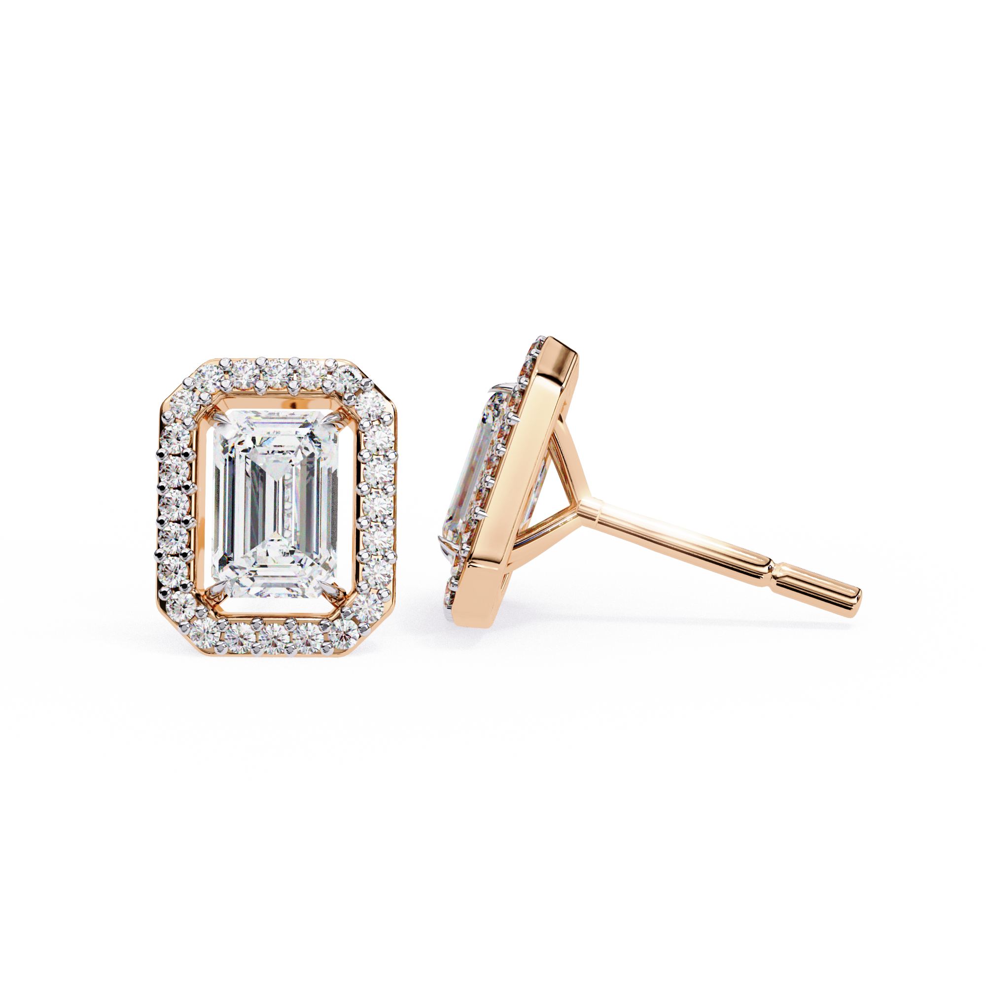 Serenity Pavé Square Diamond Stud Earrings — 10k–18k Gold