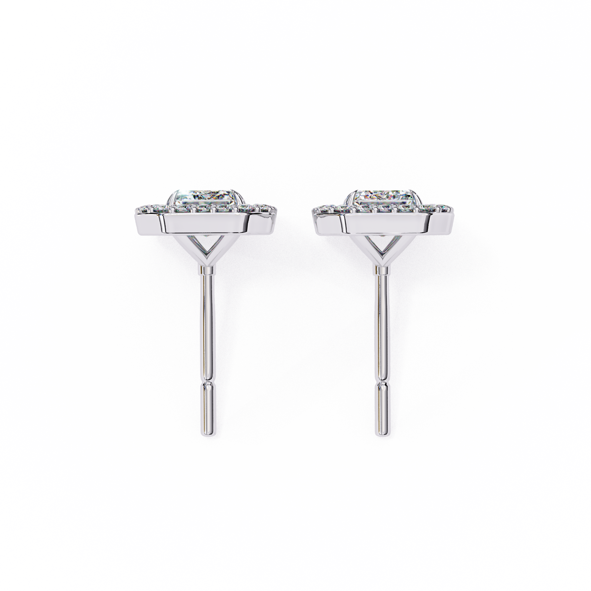 Serenity Pavé Square Diamond Stud Earrings — 10k–18k Gold