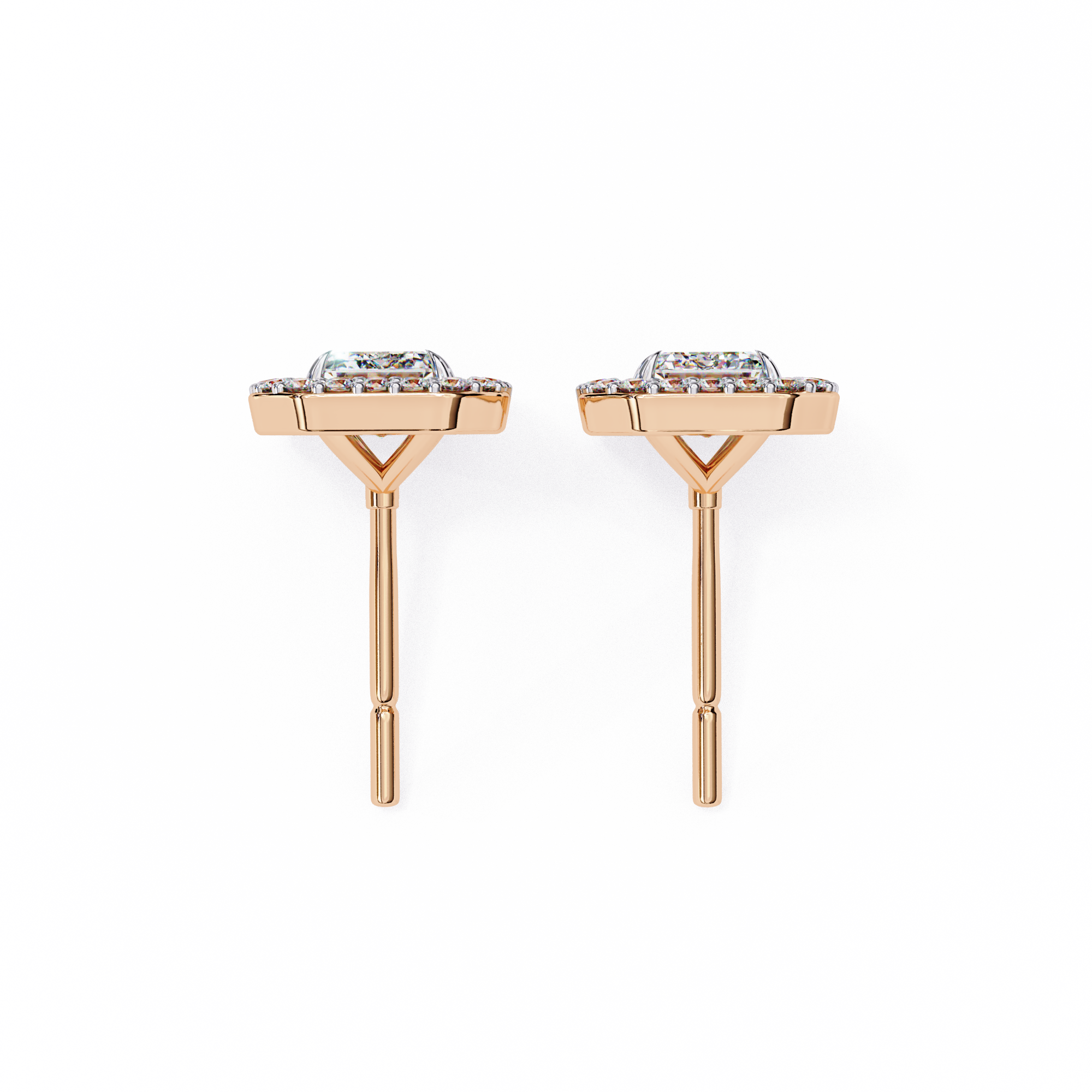 Serenity Pavé Square Diamond Stud Earrings — 10k–18k Gold