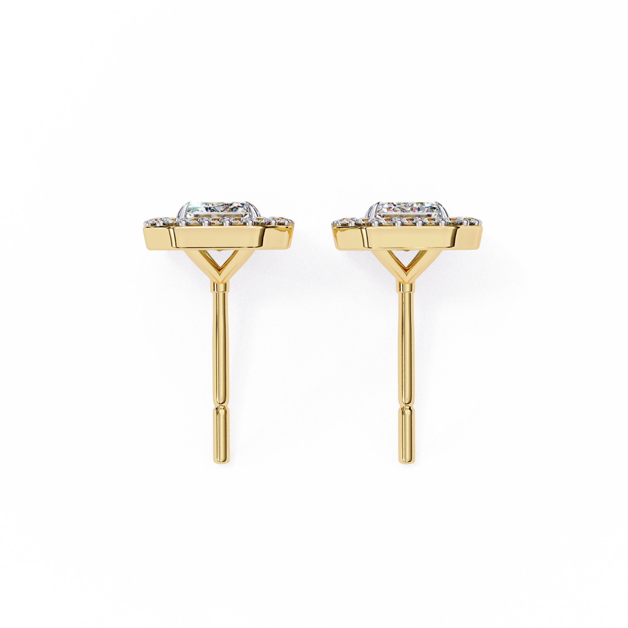 Serenity Pavé Square Diamond Stud Earrings — 10k–18k Gold
