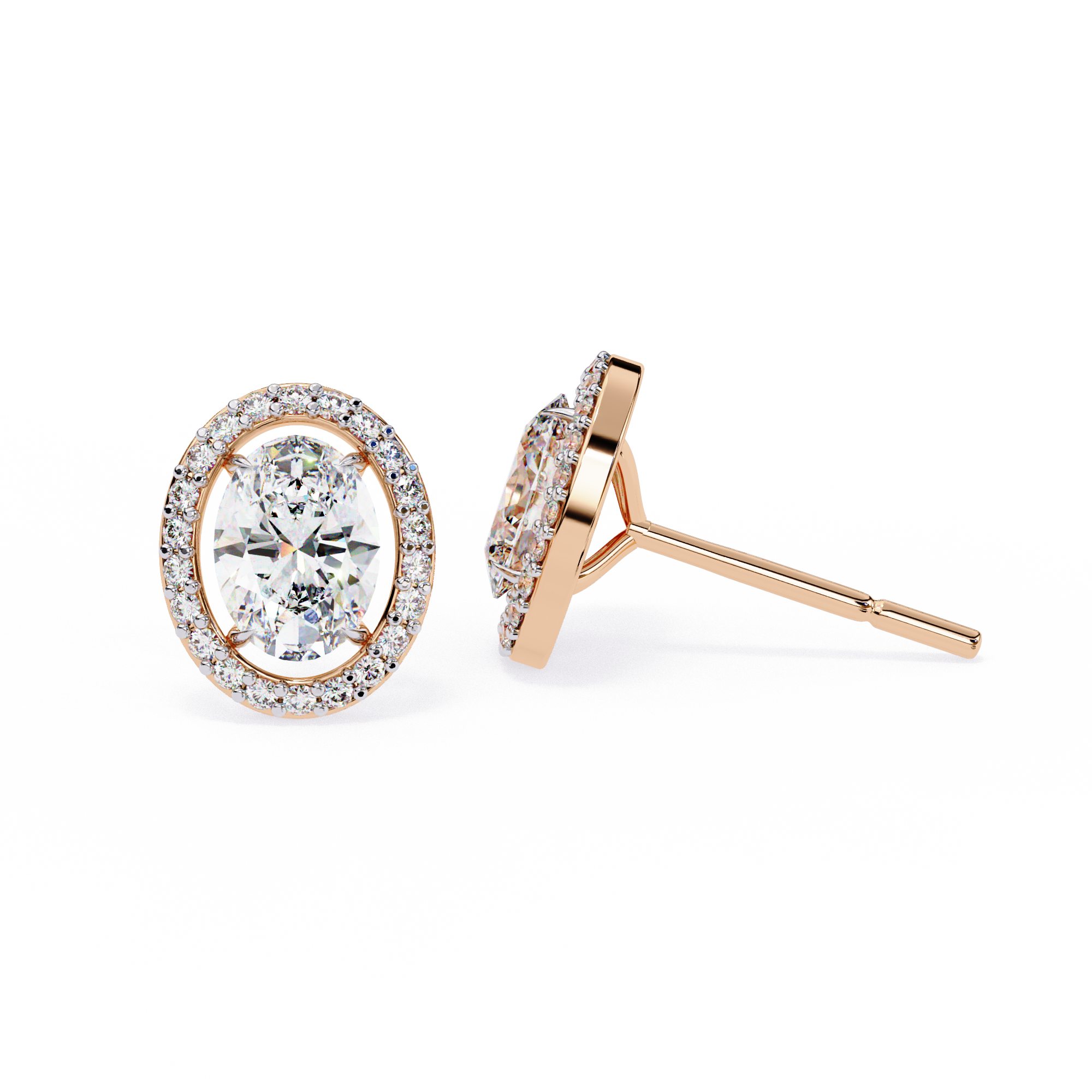 Précieux Heart Diamond Stud Earrings — 10k–18k Gold