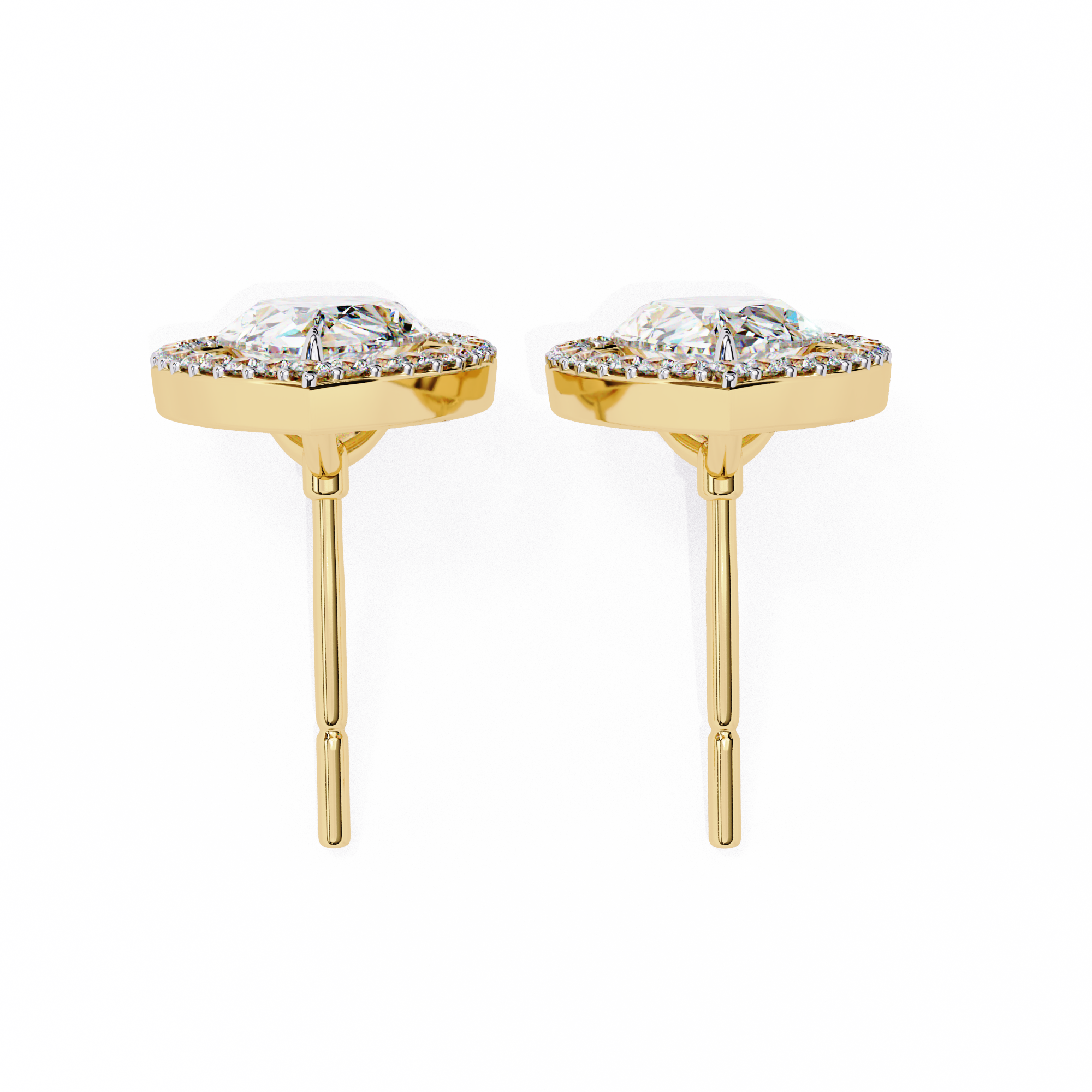 Solstice Trillion Diamond Stud Earrings — 10k–18k Gold
