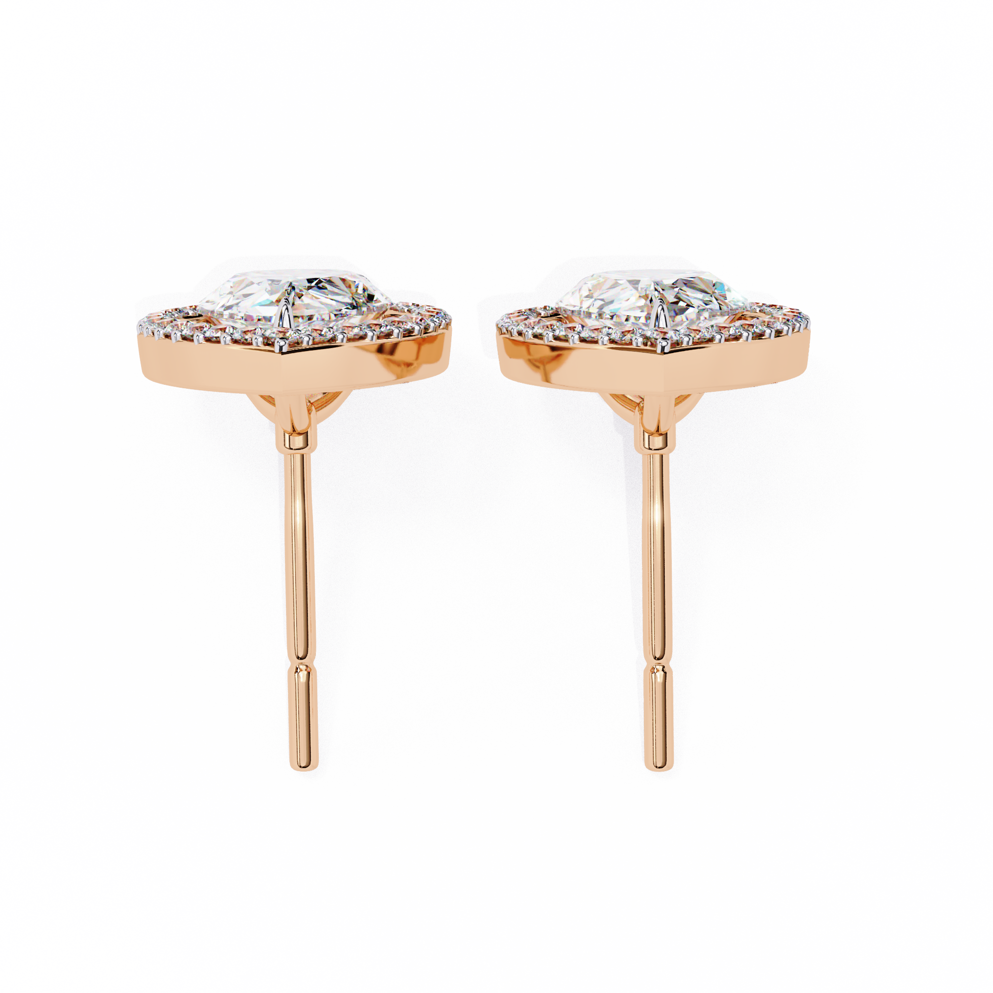 Solstice Trillion Diamond Stud Earrings — 10k–18k Gold