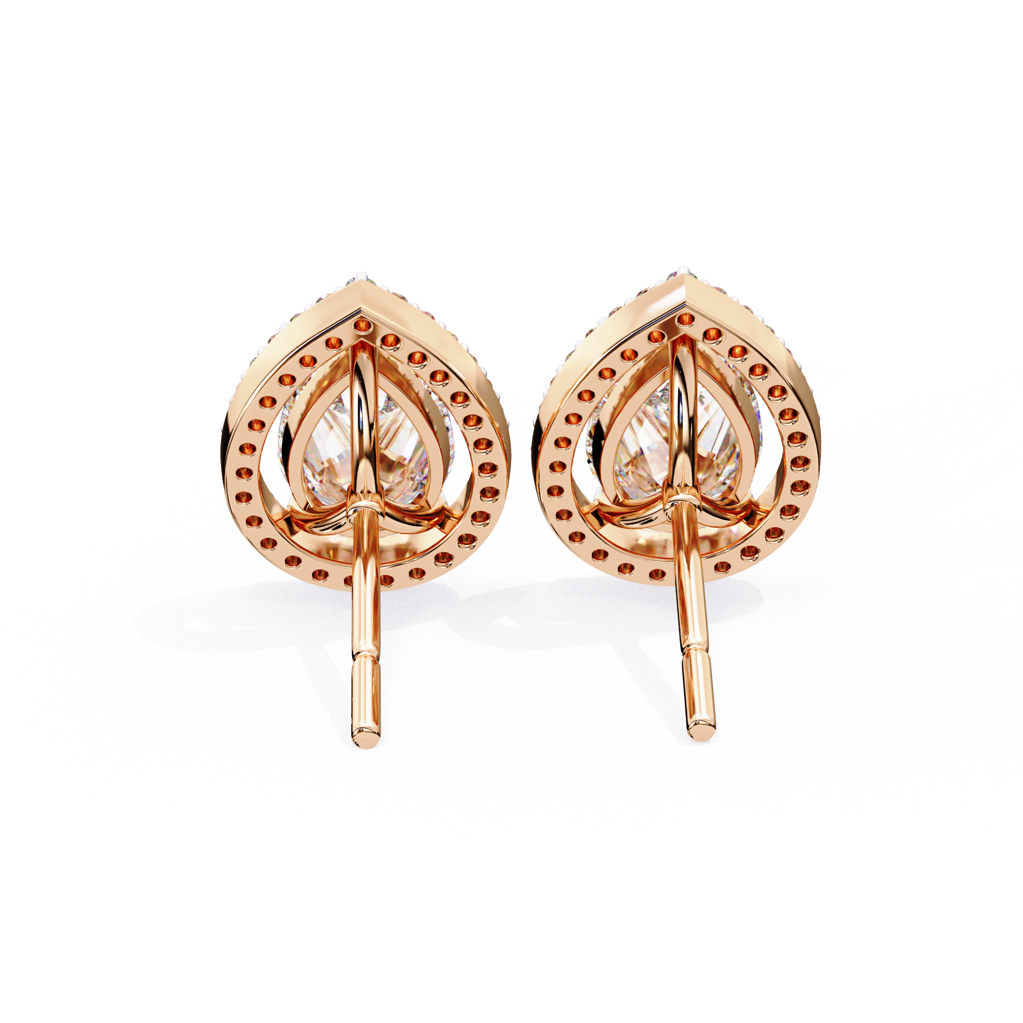 Solstice Trillion Diamond Stud Earrings — 10k–18k Gold