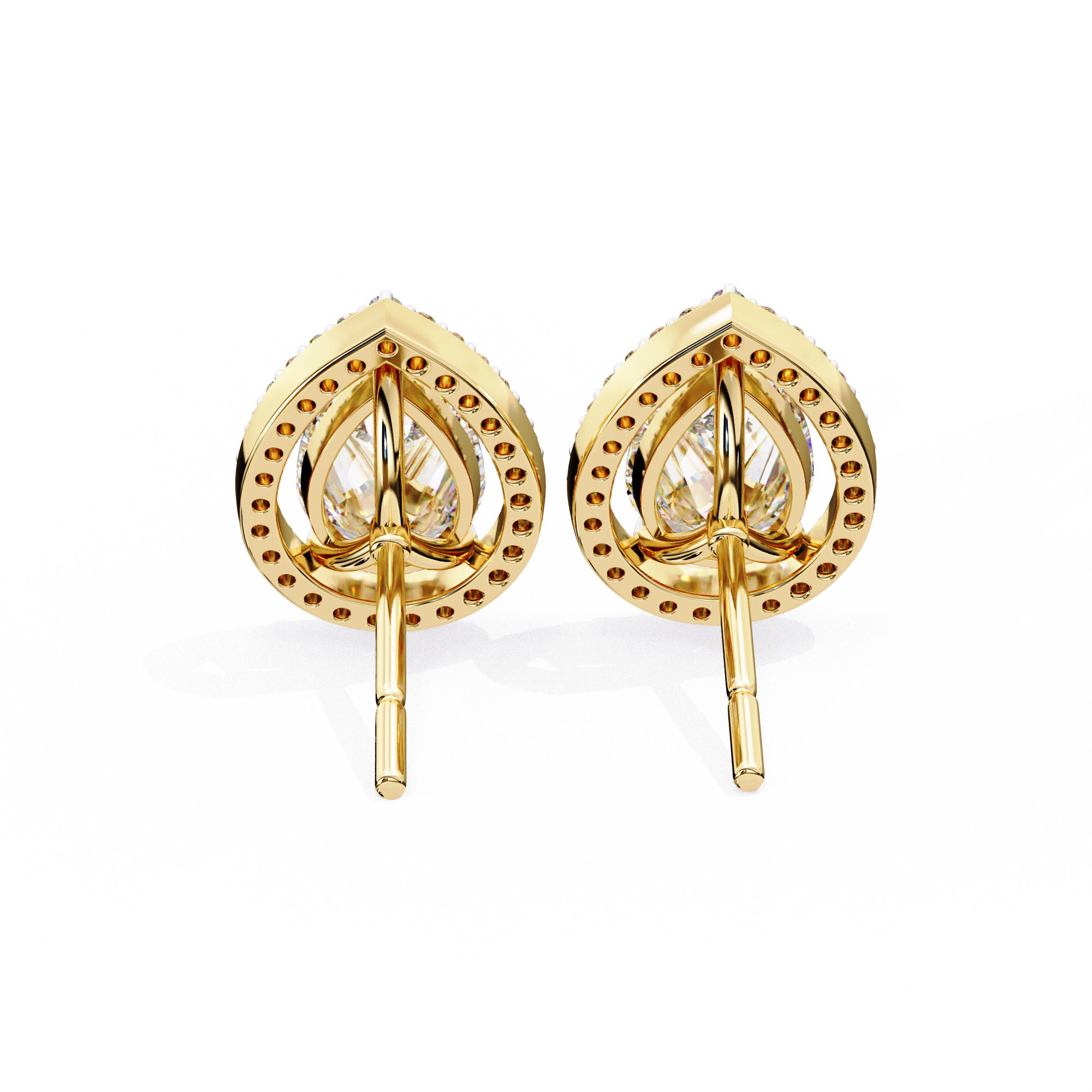 Solstice Trillion Diamond Stud Earrings — 10k–18k Gold