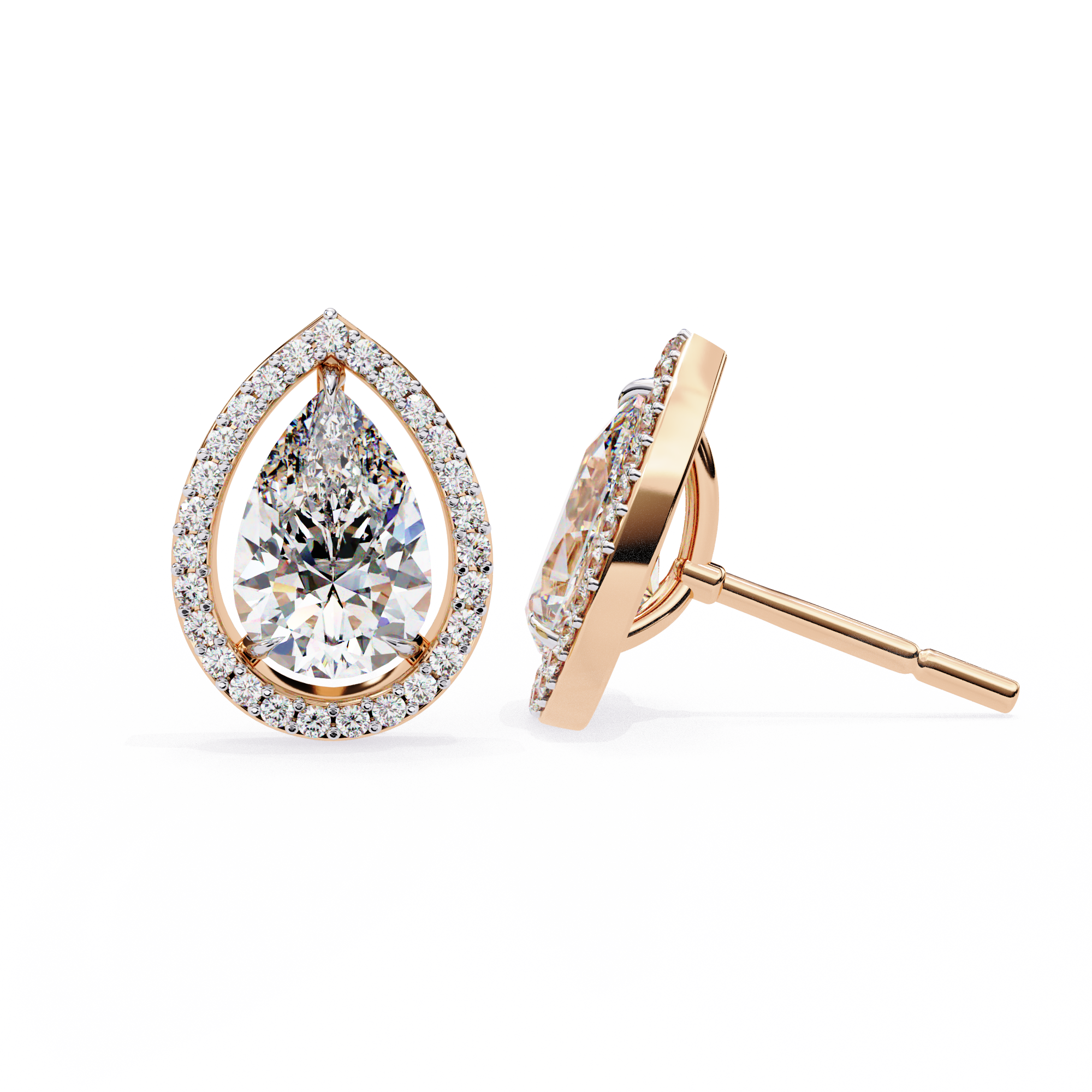 Solstice Trillion Diamond Stud Earrings — 10k–18k Gold