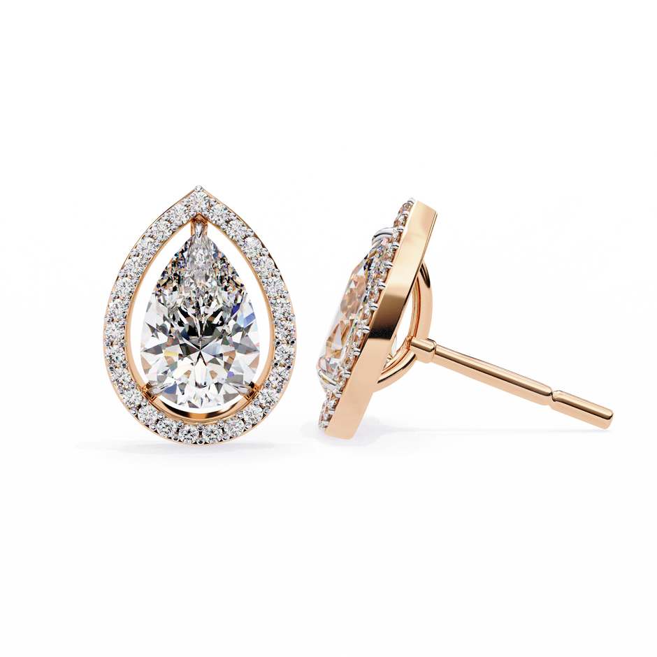 Solstice Trillion Diamond Stud Earrings — 10k–18k Gold