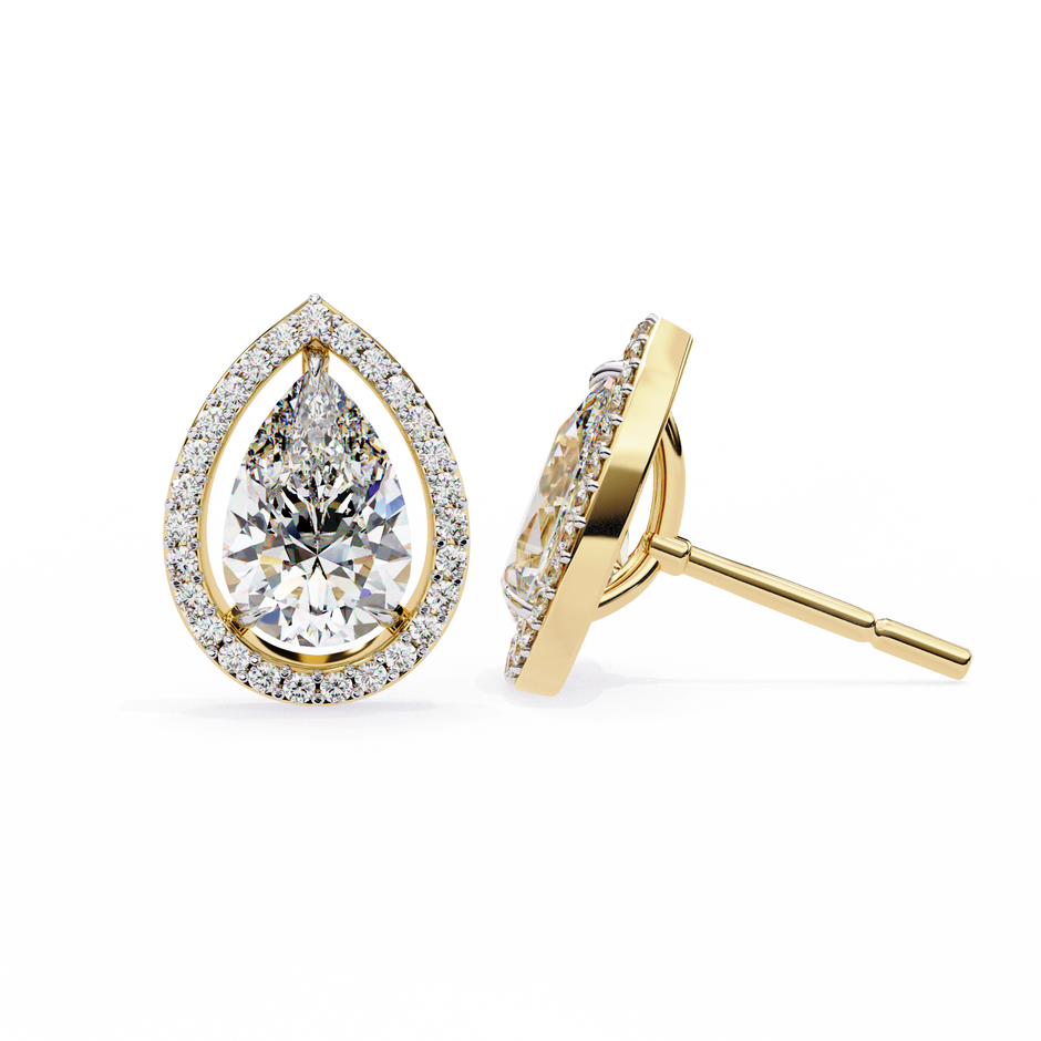 Solstice Trillion Diamond Stud Earrings — 10k–18k Gold