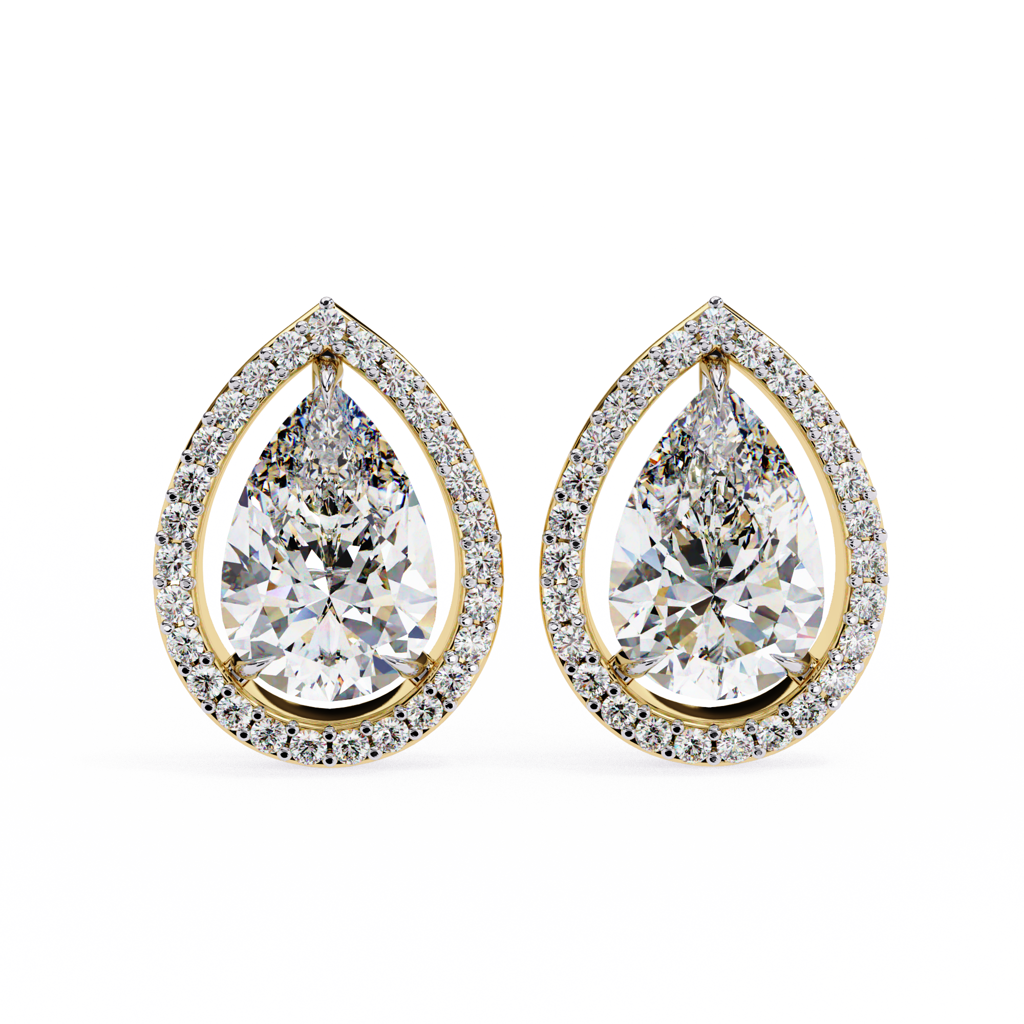 Solstice Trillion Diamond Stud Earrings — 10k–18k Gold