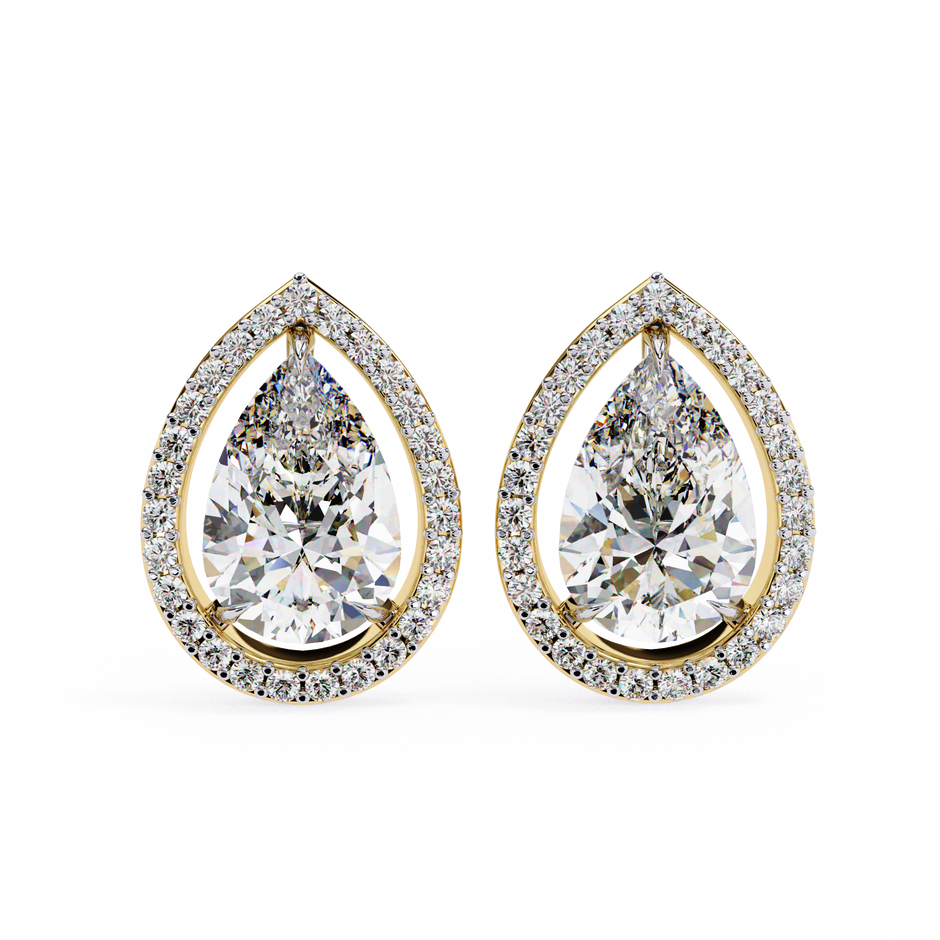 Solstice Trillion Diamond Stud Earrings — 10k–18k Gold