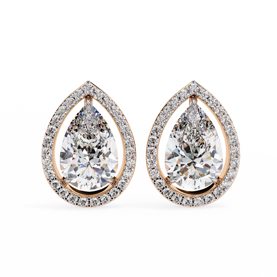 Solstice Trillion Diamond Stud Earrings — 10k–18k Gold