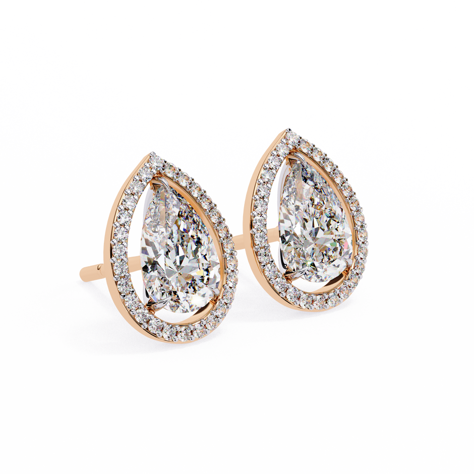Solstice Trillion Diamond Stud Earrings — 10k–18k Gold