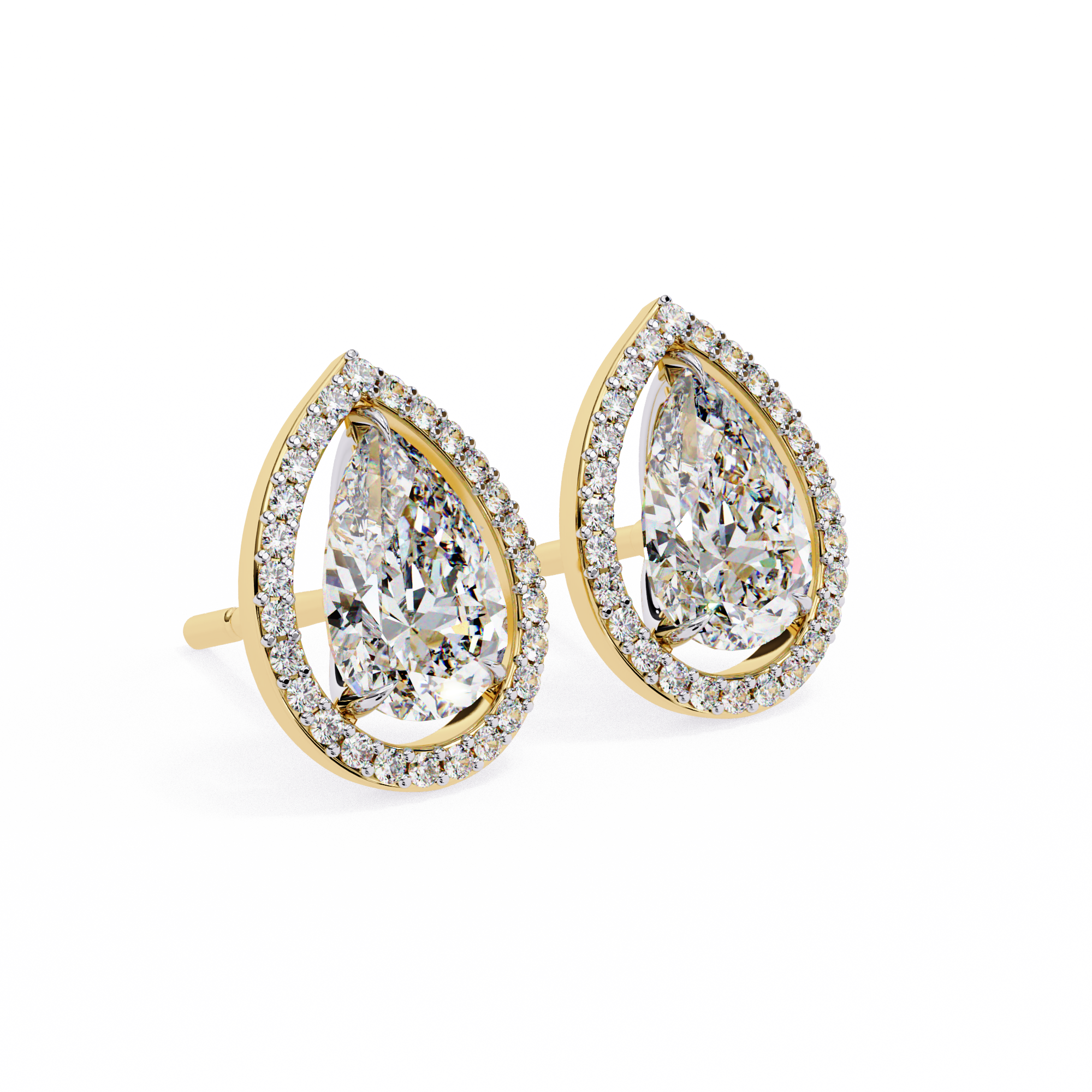 Solstice Trillion Diamond Stud Earrings — 10k–18k Gold