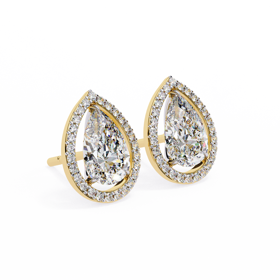 Solstice Trillion Diamond Stud Earrings — 10k–18k Gold