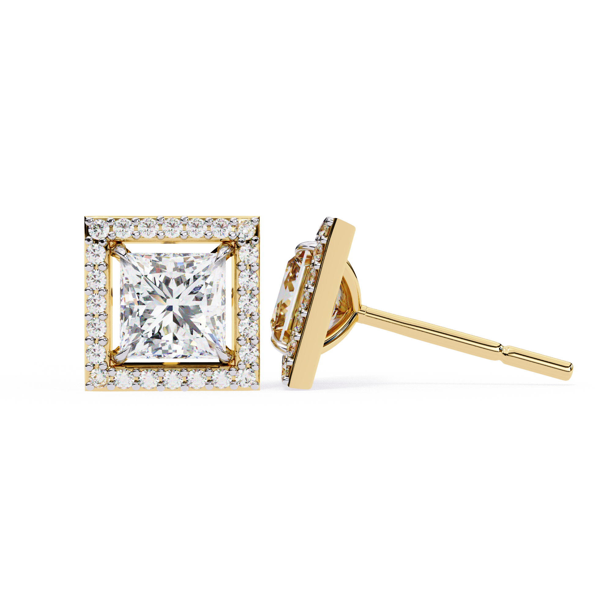 Ardente Yellow Gold Diamond Stud Earrings — 10k–18k Gold